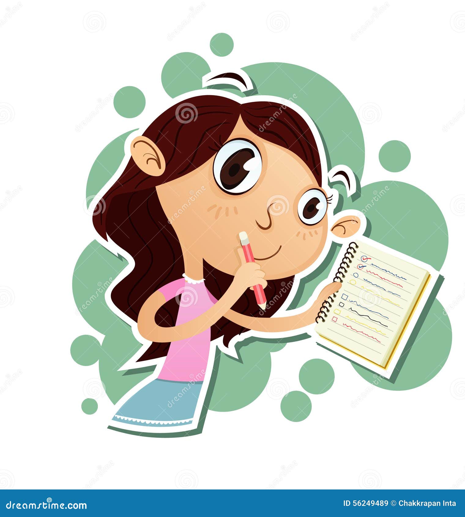Cartoon Girl Taking Notes stock vector. Illustration of plan - 56249489