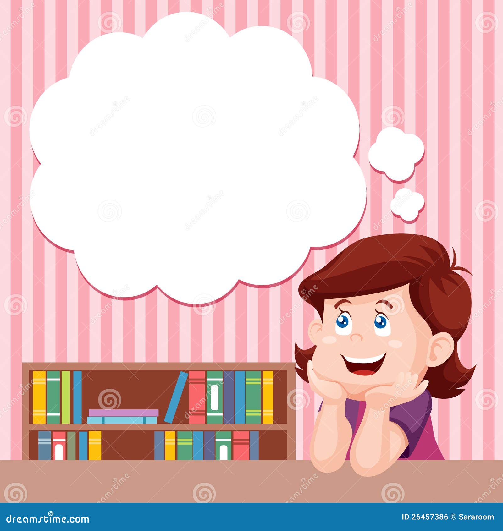 Cartoon girl thinking stock vector. Image of chin, clever - 26457386