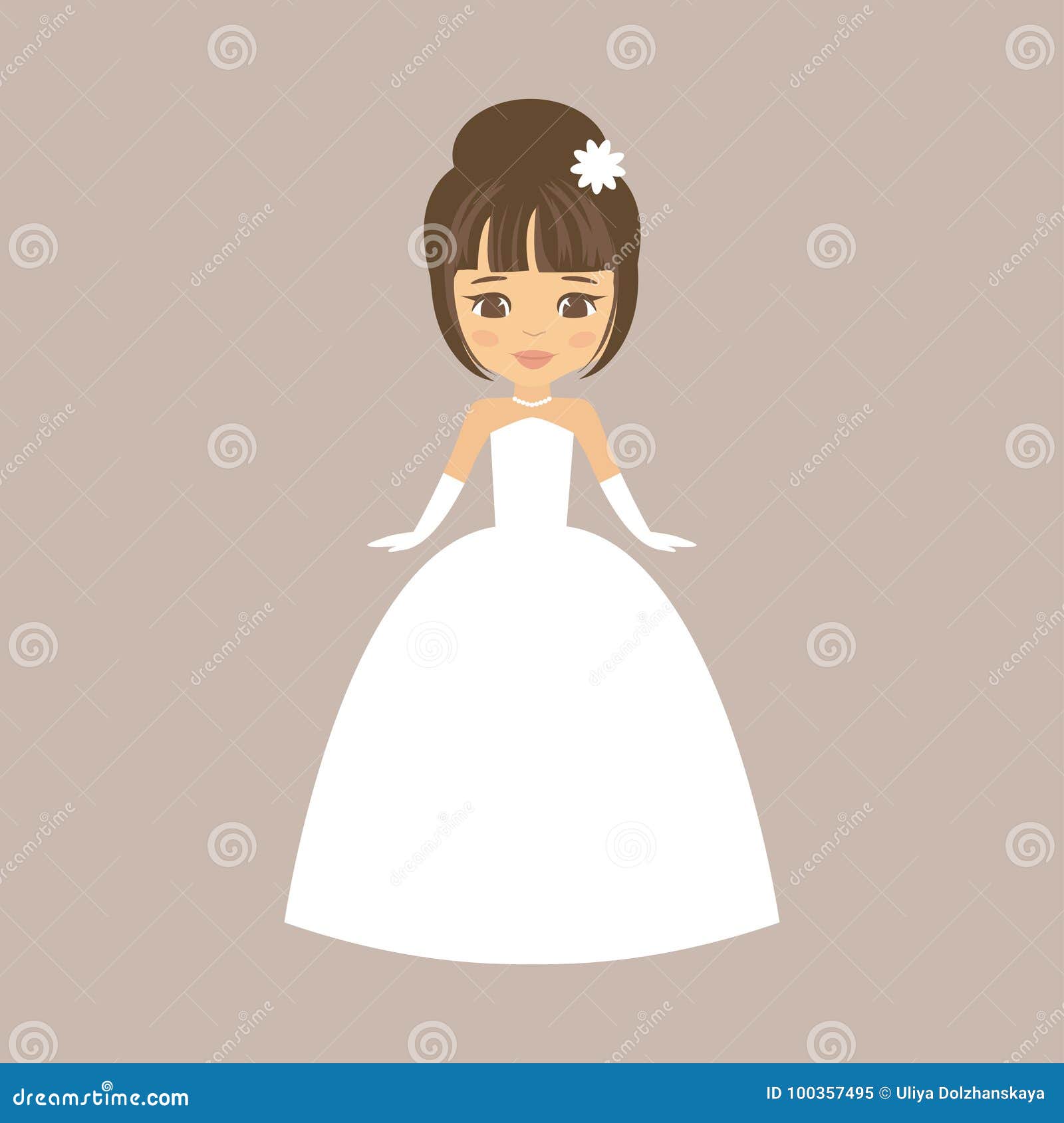 Cartoon Girl in White Dress Stock Vector - Illustration of body, acartoon:  100357495