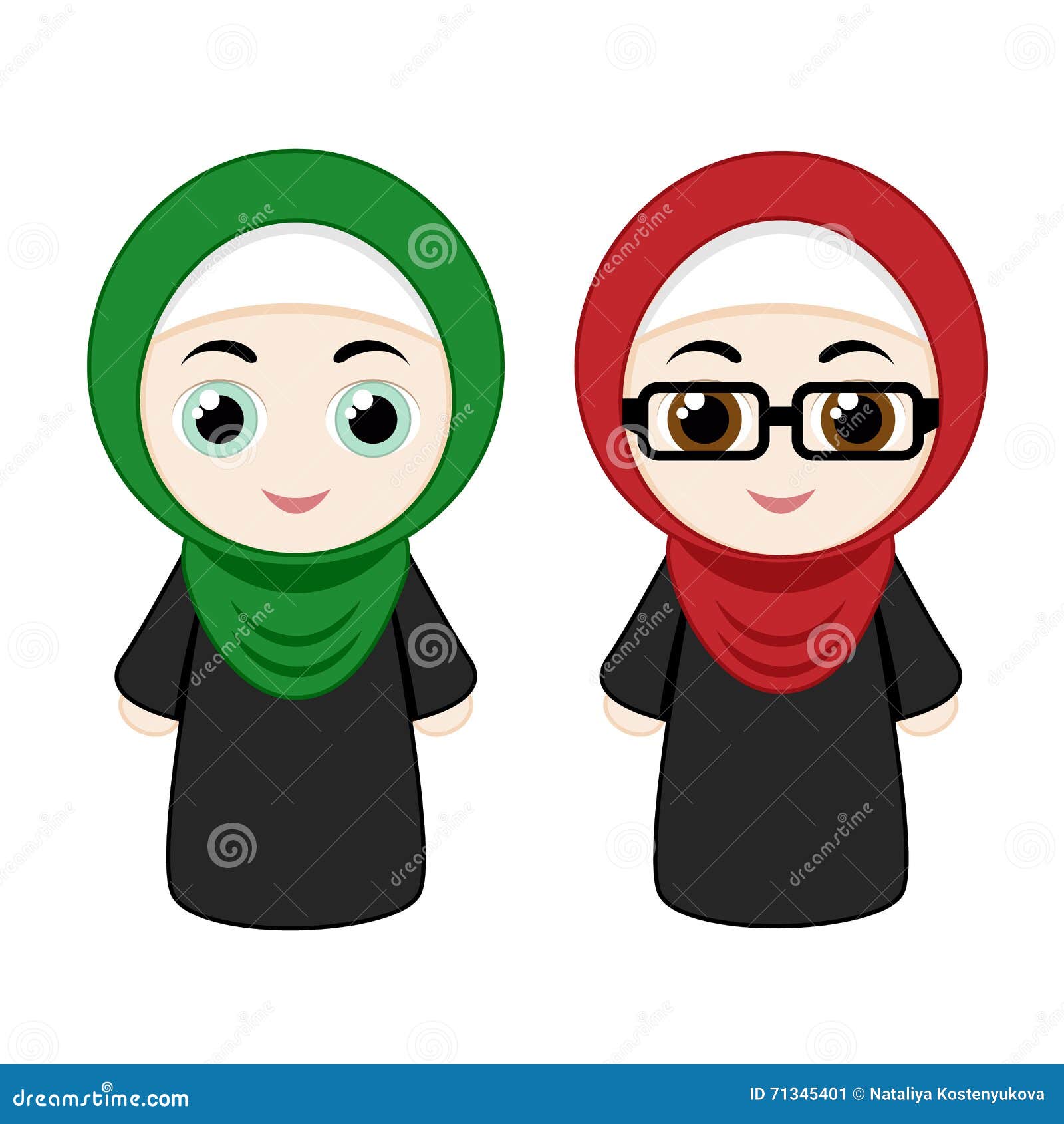 Cartoon Girls With Hijab Stock Vector Illustration Of Islamic