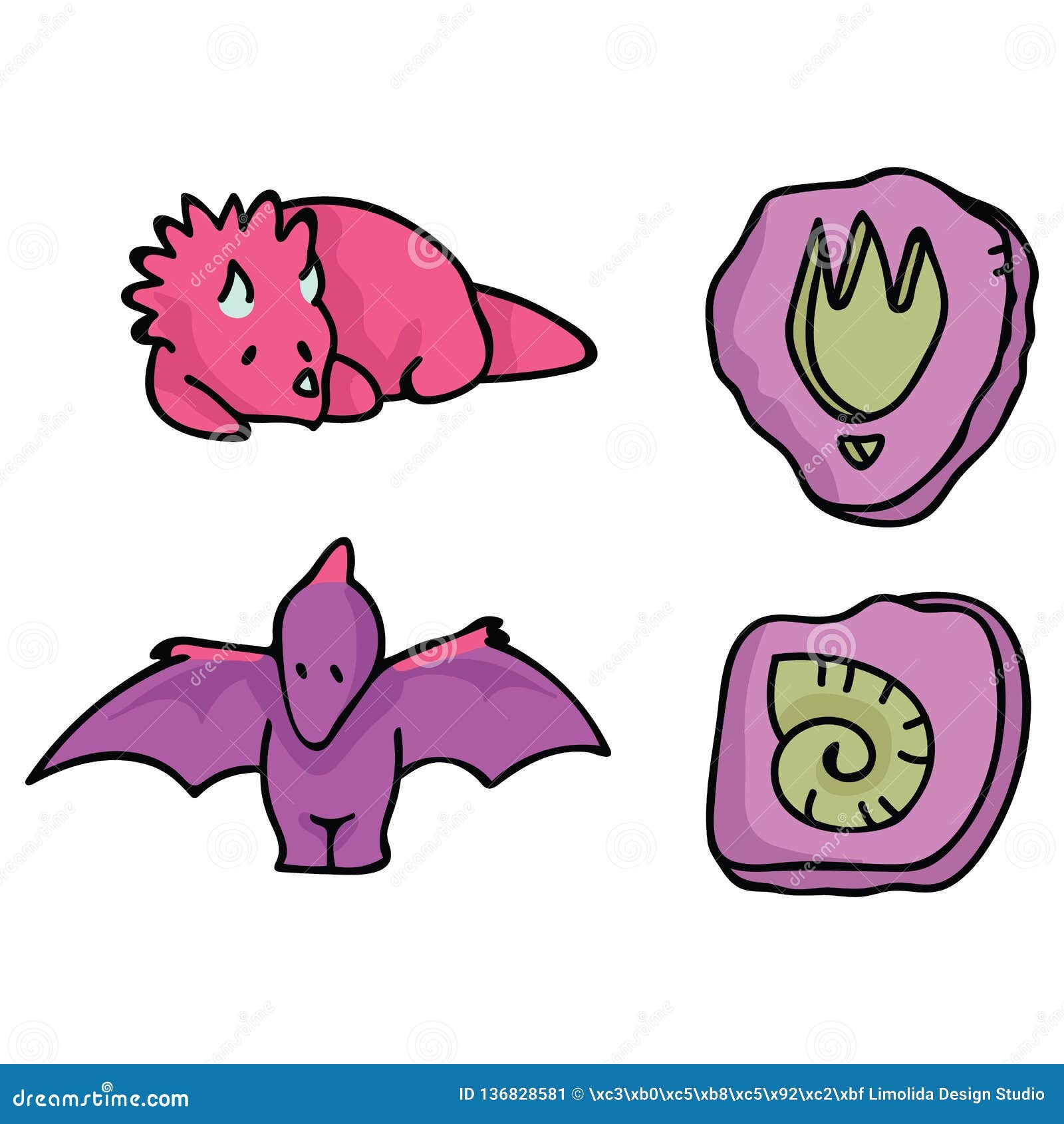 Download Cartoon Girly Dinosaur Vector Illustration For Kids Stock ...