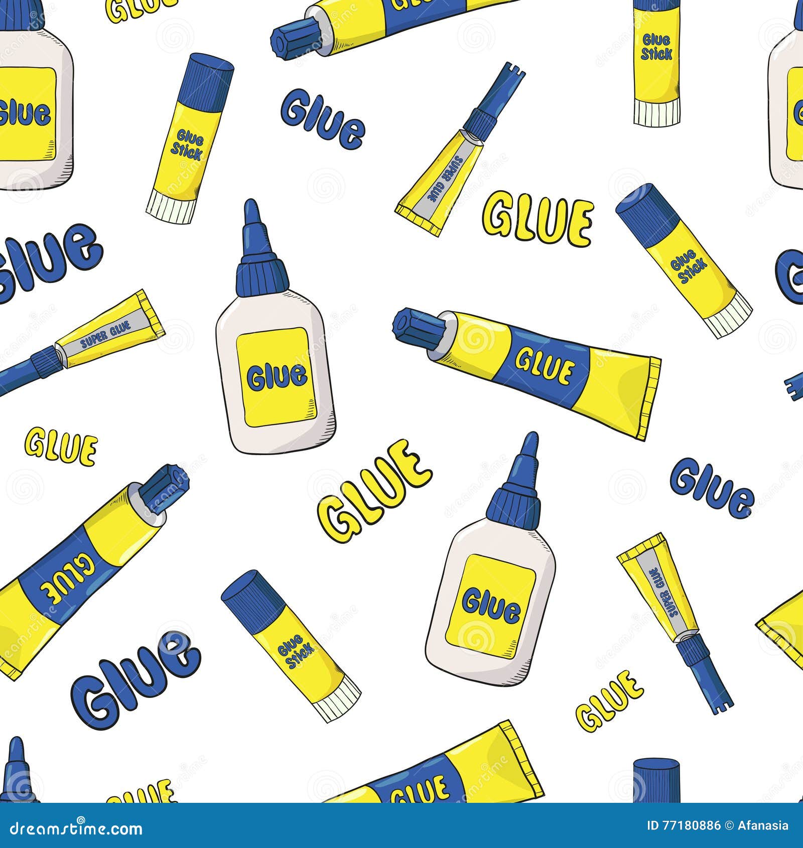 Cartoon Glue Seamless Pattern. Stock Vector - Illustration of vector