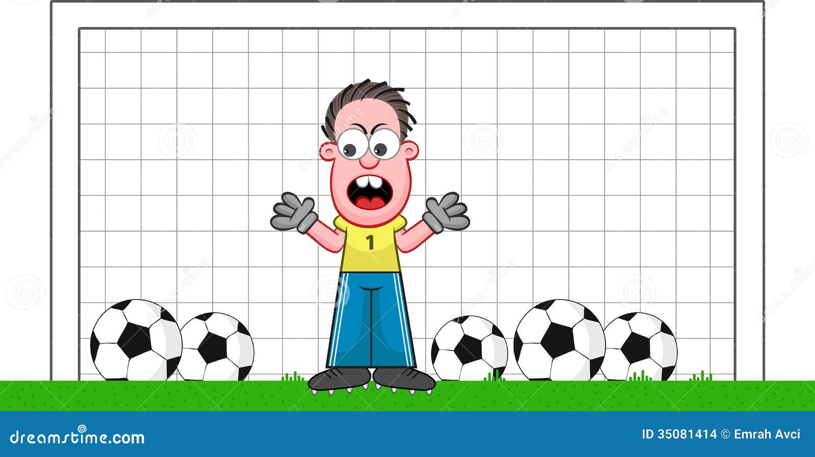 Cartoon Goalkeeper Angry stock illustration. Illustration of green -  35081414