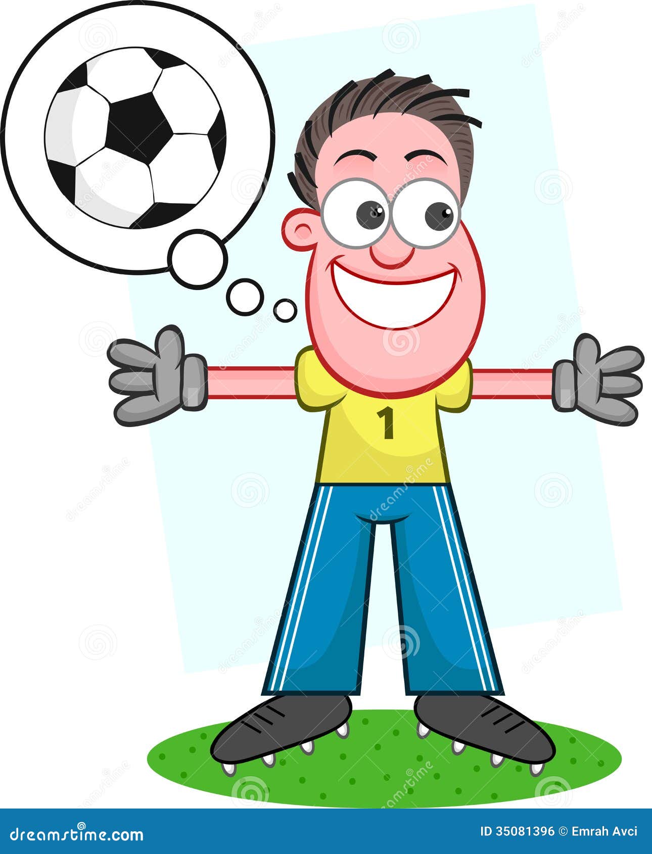 Cartoon Goalkeeper Thinking Stock Illustration - Illustration of bubble,  league: 35081396