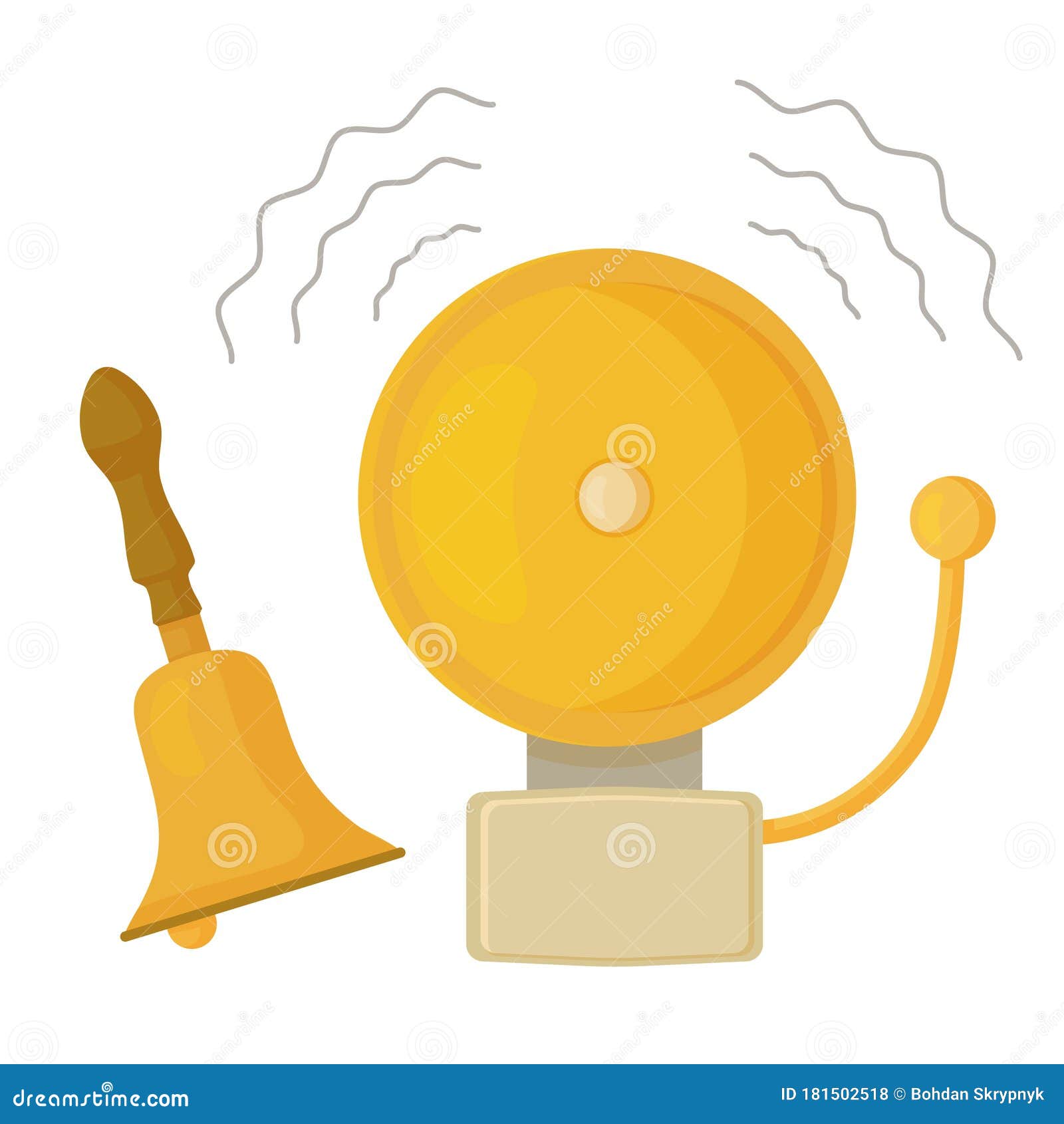 Illustration of a Ding Sound and a Call Bell. Learning Onomatopoeia Stock  Photo - Alamy