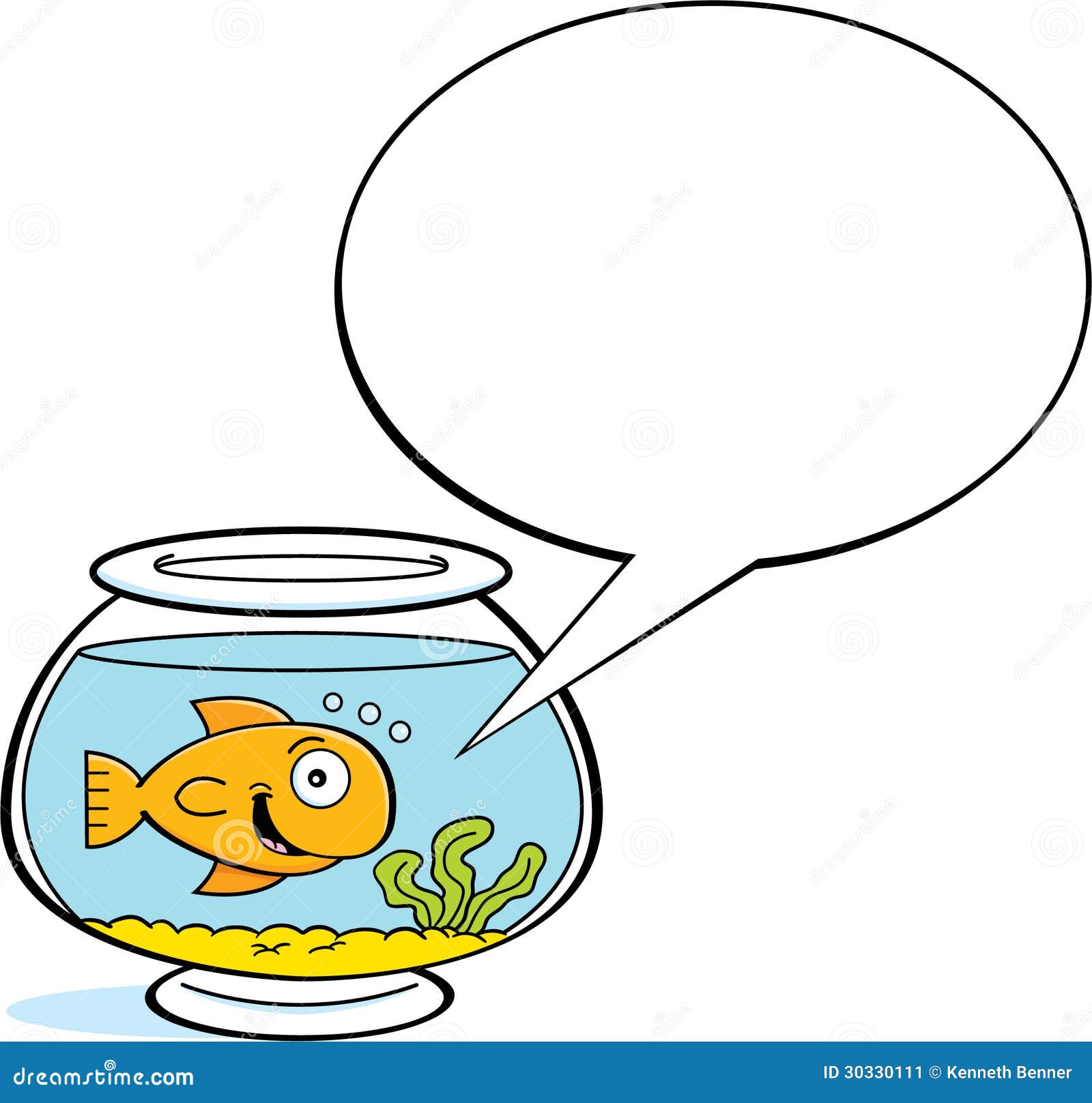 cartoon goldfish with a caption balloon