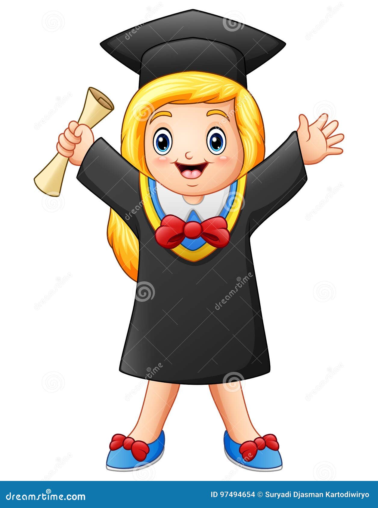 Cartoon Graduate Girl with Diploma Stock Vector - Illustration of cartoon,  graduation: 97494654