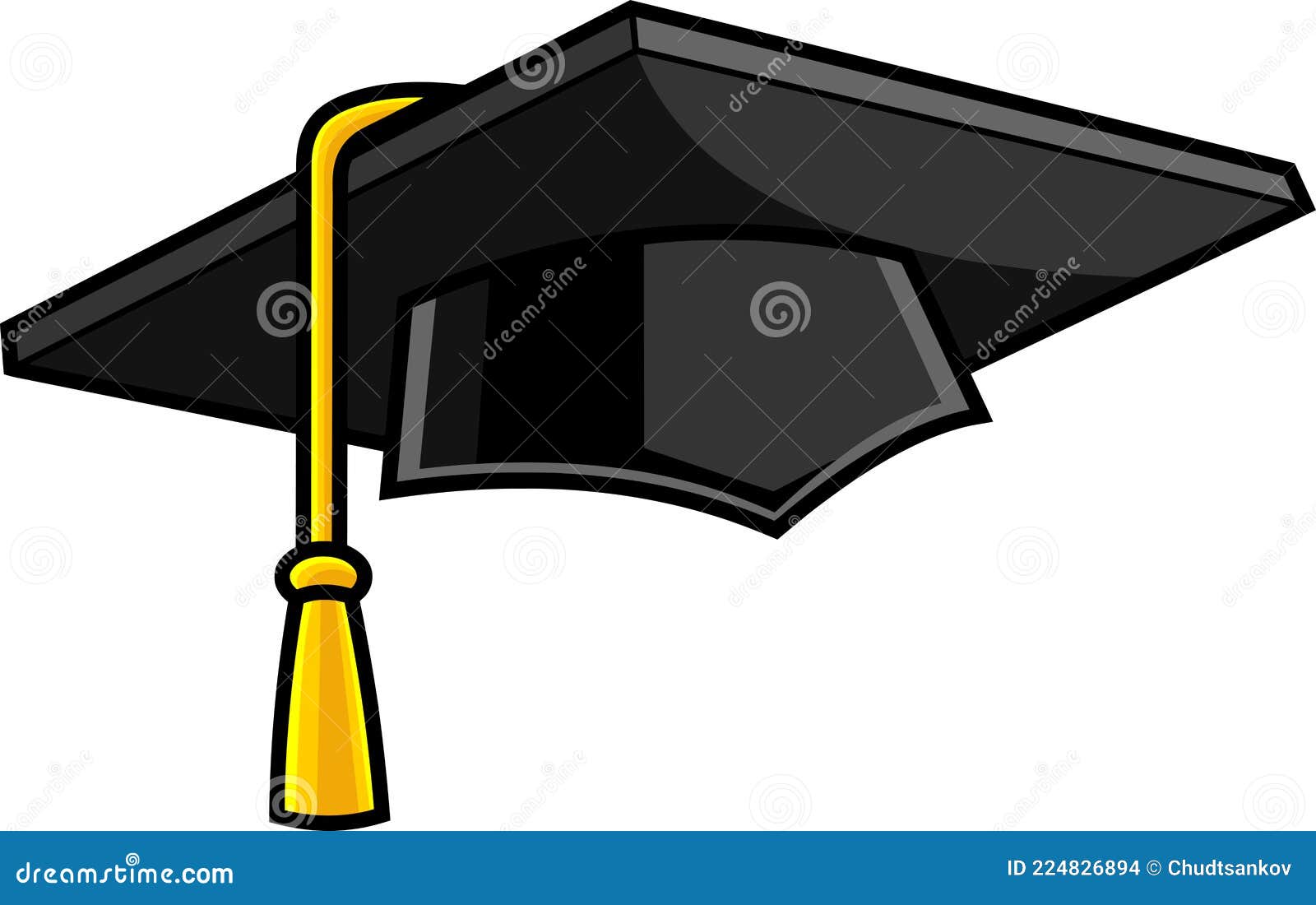 Cartoon Graduation Cap stock vector. Illustration of learning - 224826894
