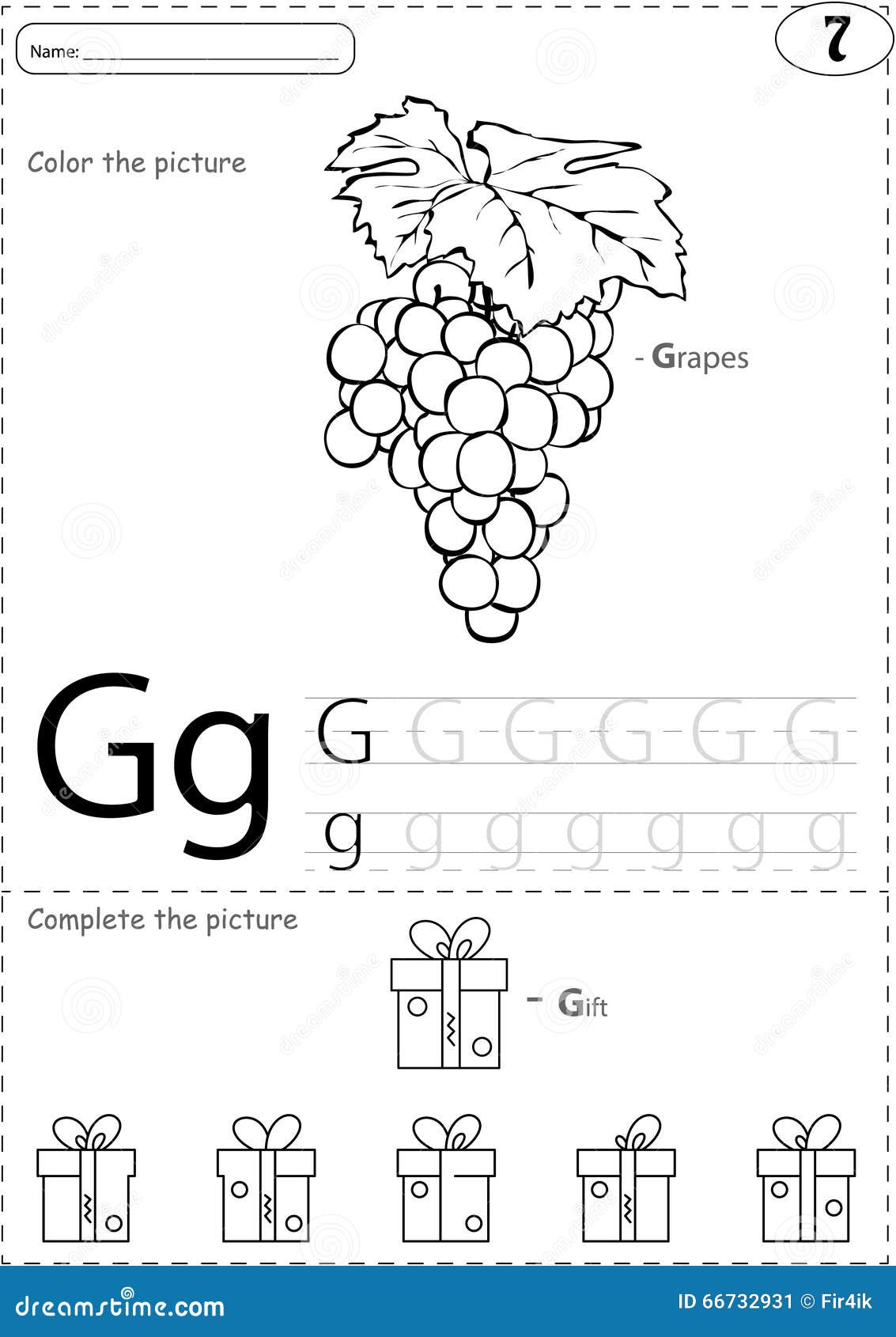 Cartoon Grapes and Gift. Alphabet Tracing Worksheet: Writing a-Z and ...