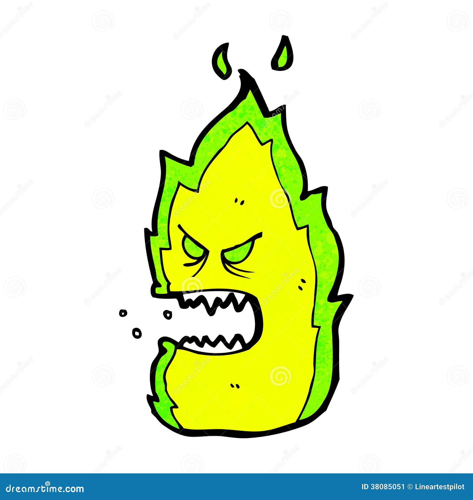 Cartoon green fire monster stock vector. Illustration of quirky - 38085051