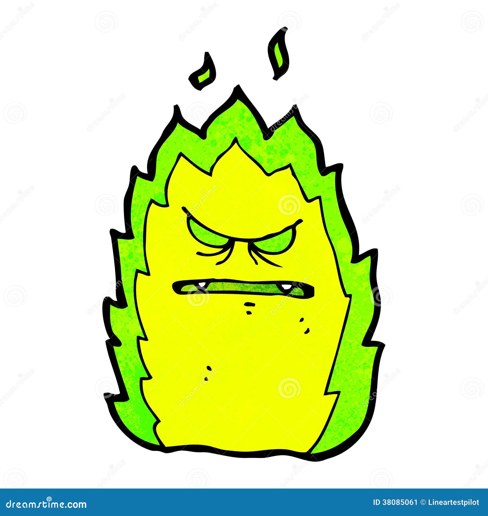 Cartoon green fire monster stock vector. Illustration of clip - 38085061