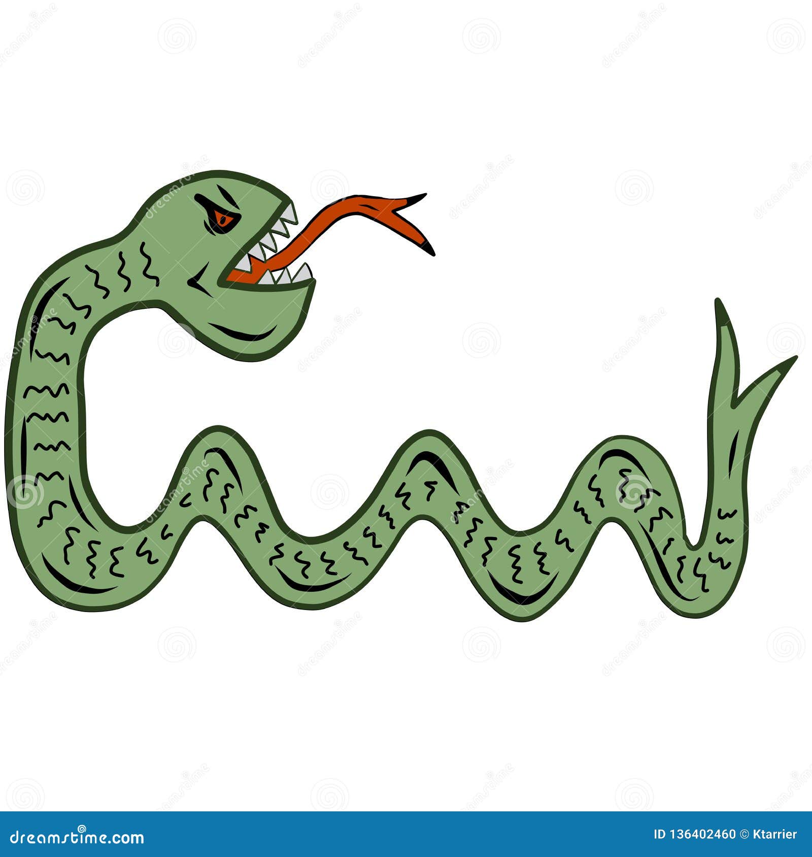Cartoon of a a Green Snake Monster Stock Vector - Illustration of monster,  tongue: 136402460