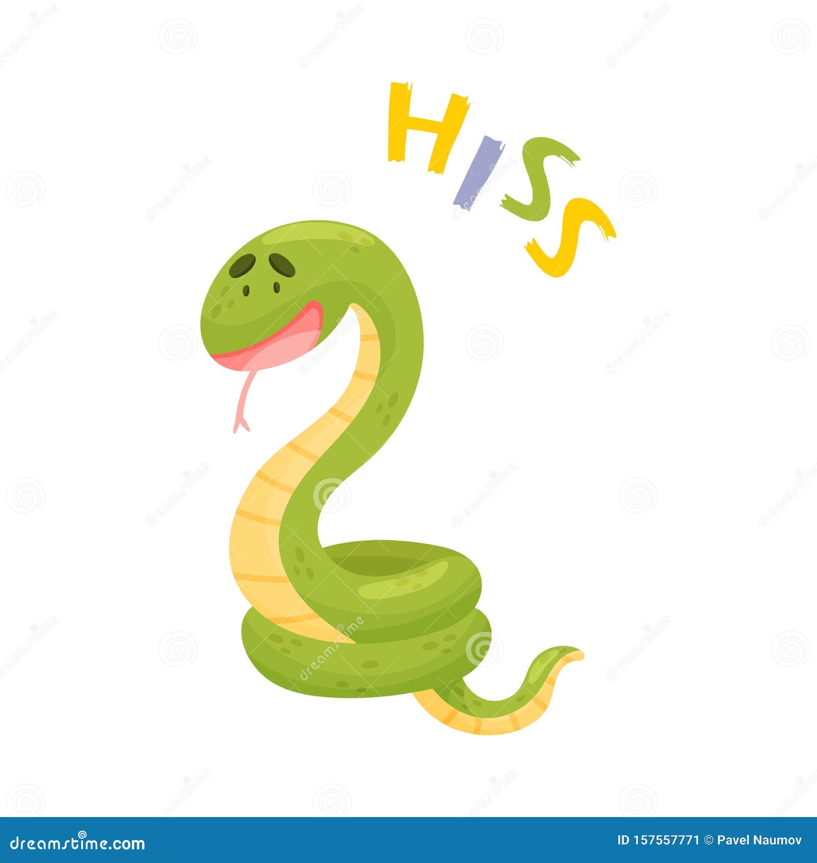 Cartoon Green Snake. Vector Illustration on a White Background. Stock Vector - Illustration of crazy, cheerful: 157557771 Cartoon Green Snake. Vector Illustration on a White Background. Stock Vector - Illustration of crazy, cheerful: 157557771