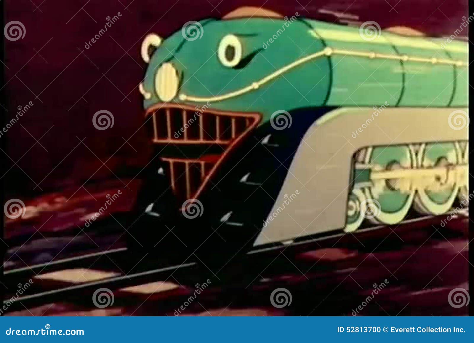 Cartoon of Green Train Blowing Warning Stock Footage Video of risk, train 52813700