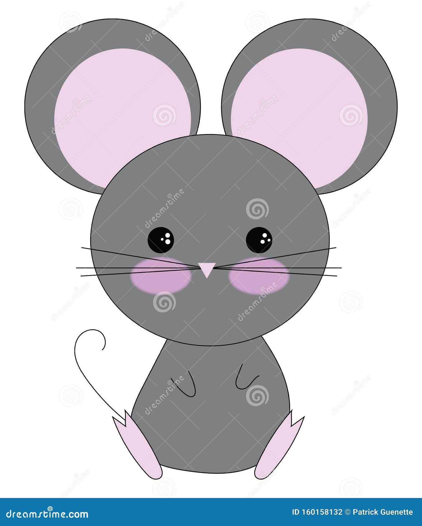 Cartoon Grey Mouse with Purple Ears Set on Isolated White Background Vector  or Color Illustration Stock Vector - Illustration of purple, whiskers:  160158132