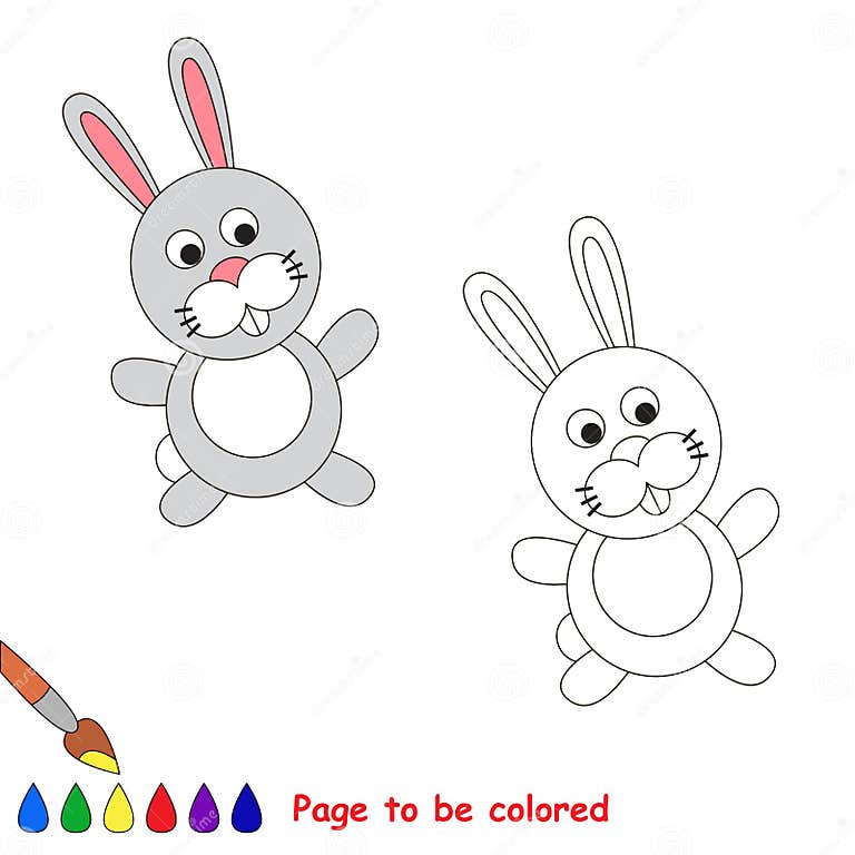 Cartoon Grey Rabbit To Be Colored Stock Vector - Illustration of child