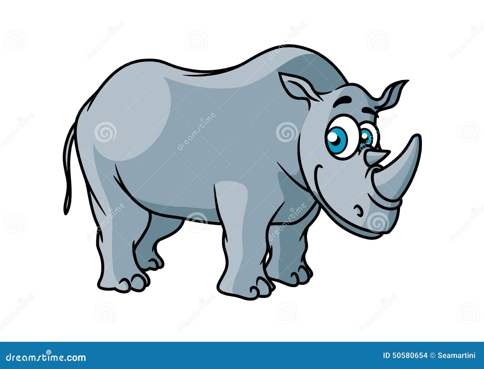 Cartoon Grey Rhino Character Stock Vector - Illustration of african