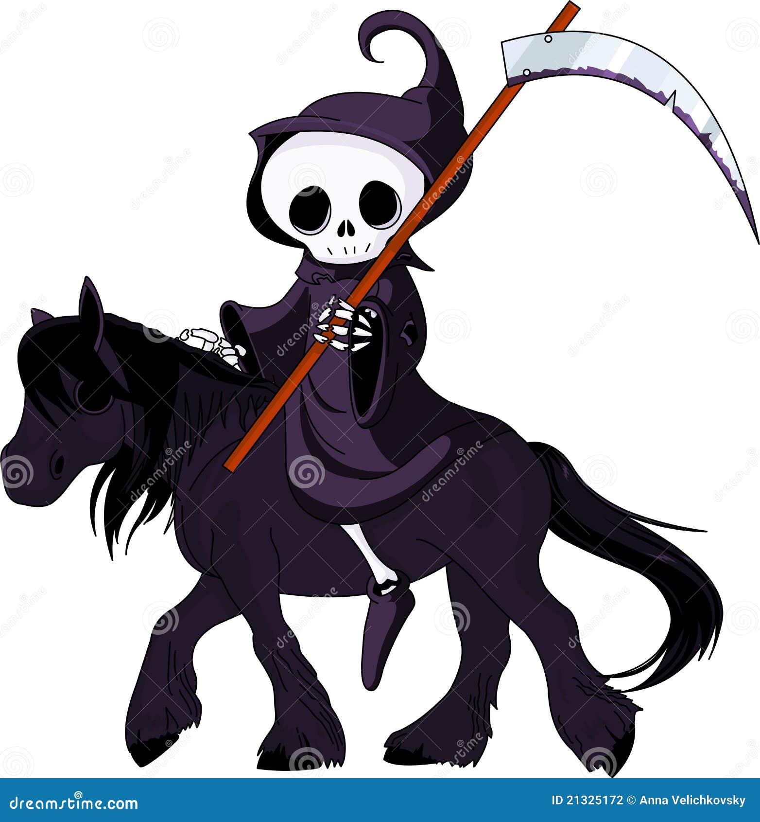 cartoon grim reaper riding horse