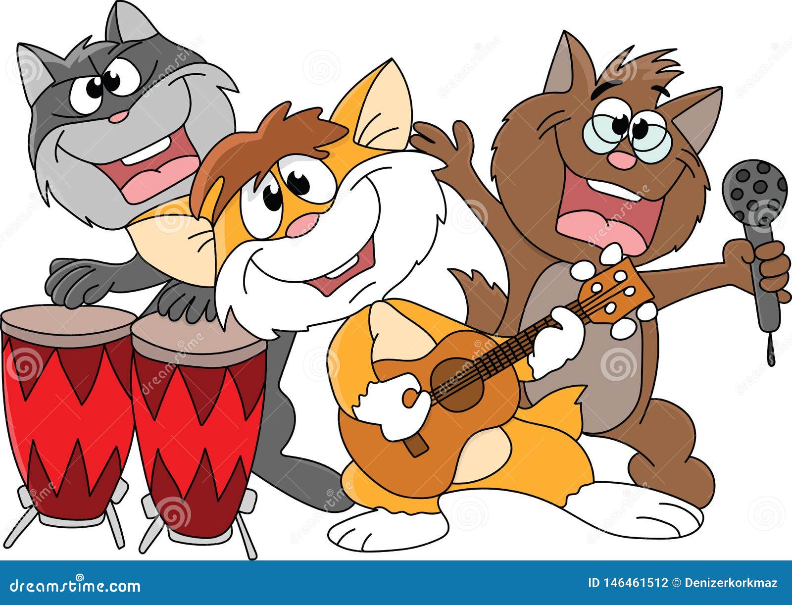 Cartoon Group of Cats Making Music Vector Stock Vector Illustration