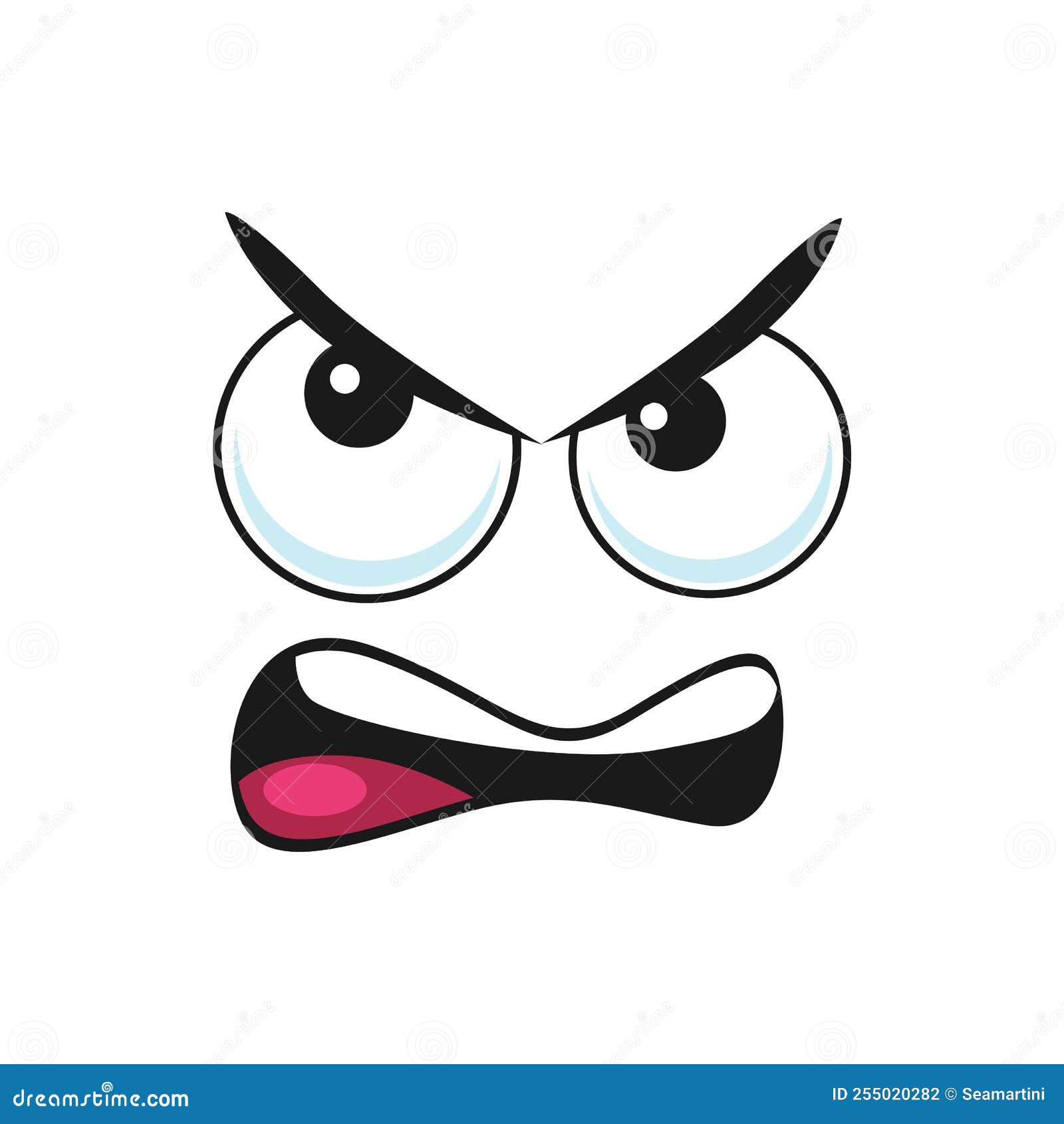 Cartoon Grumble Face, Vector Emoji with Angry Eyes Stock Vector ...