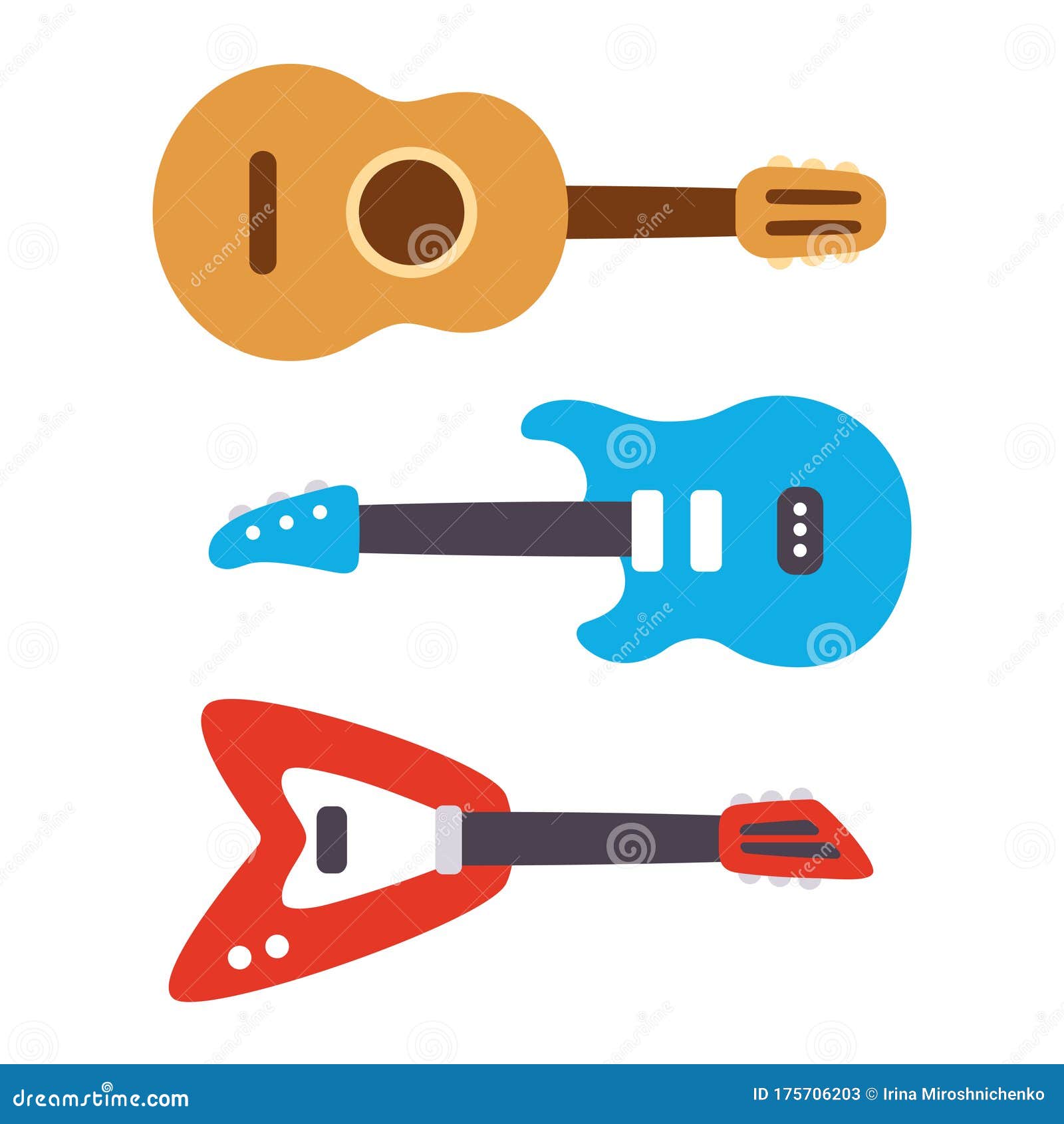Cartoon guitars set stock vector. Illustration of doodle - 175706203