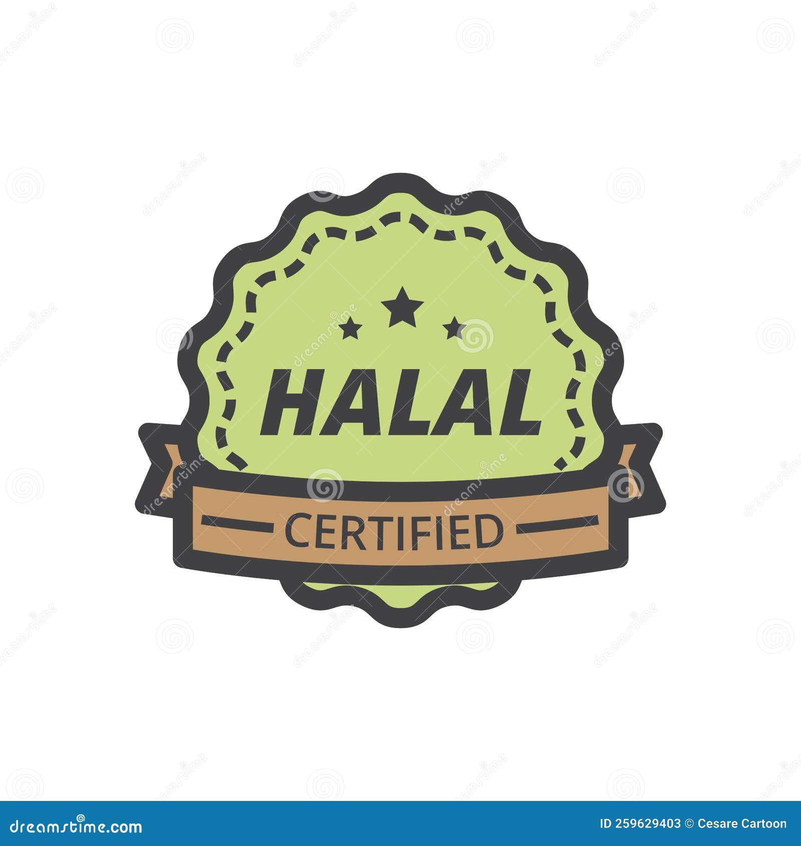 Cartoon halal label stock vector. Illustration of vector 259629403