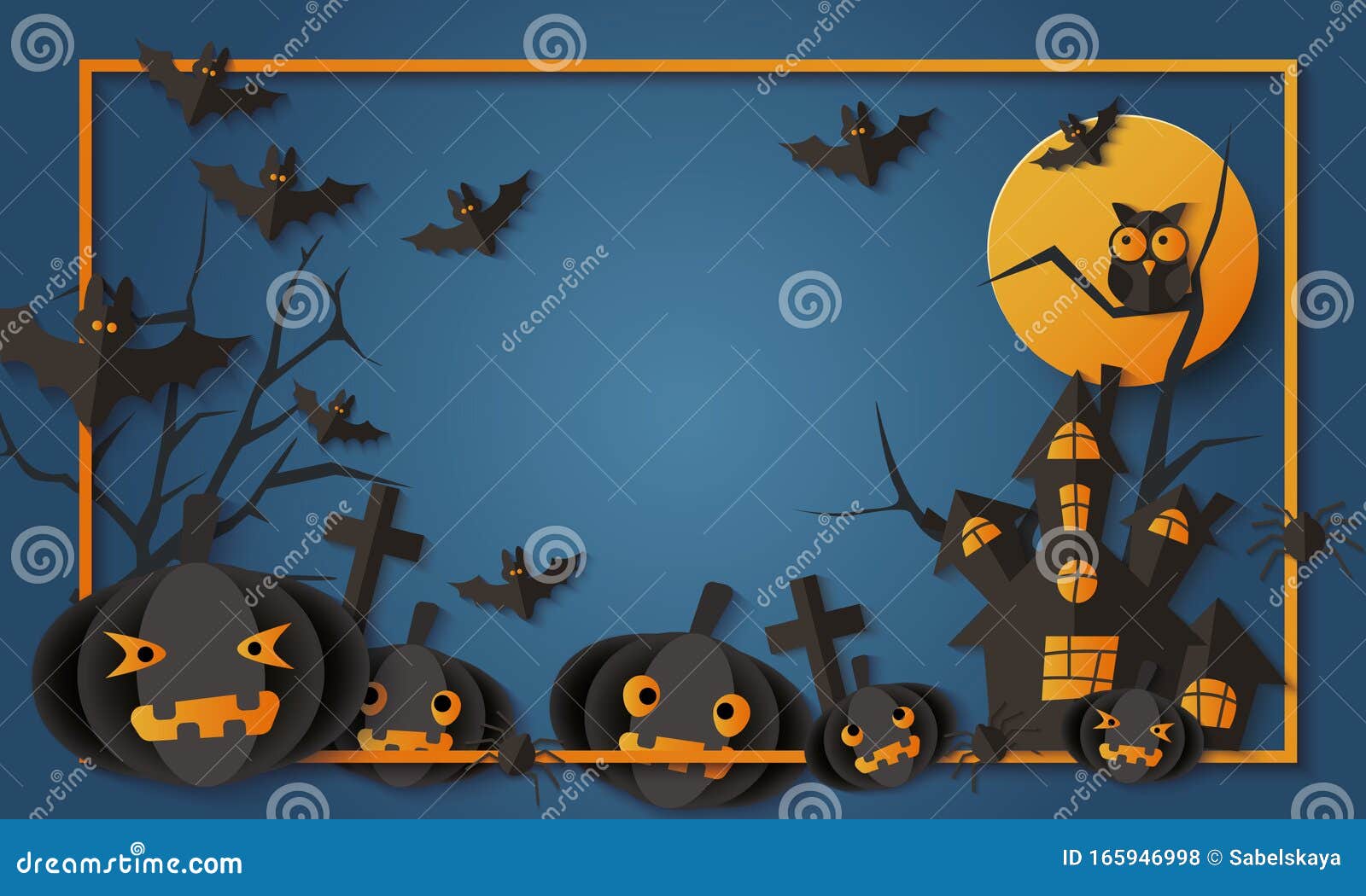 Premium Vector  Bat net and pumpkins halloween background with