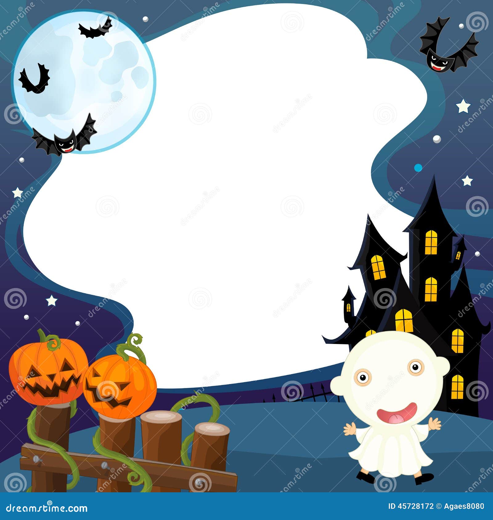 Cartoon halloween scenery stock illustration. Illustration of autumn ...