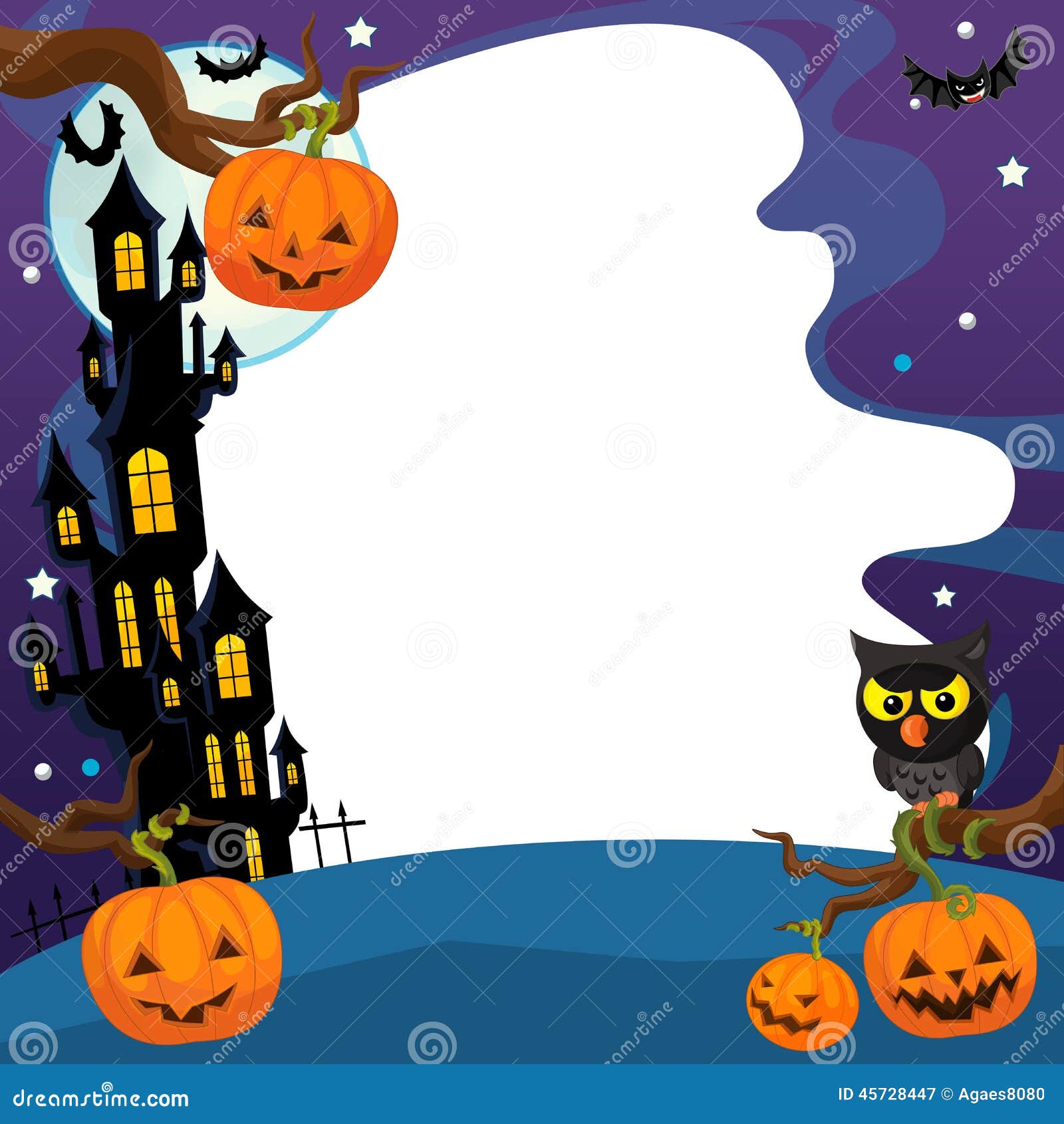 Cartoon Halloween scenery stock illustration. Illustration of ghost ...