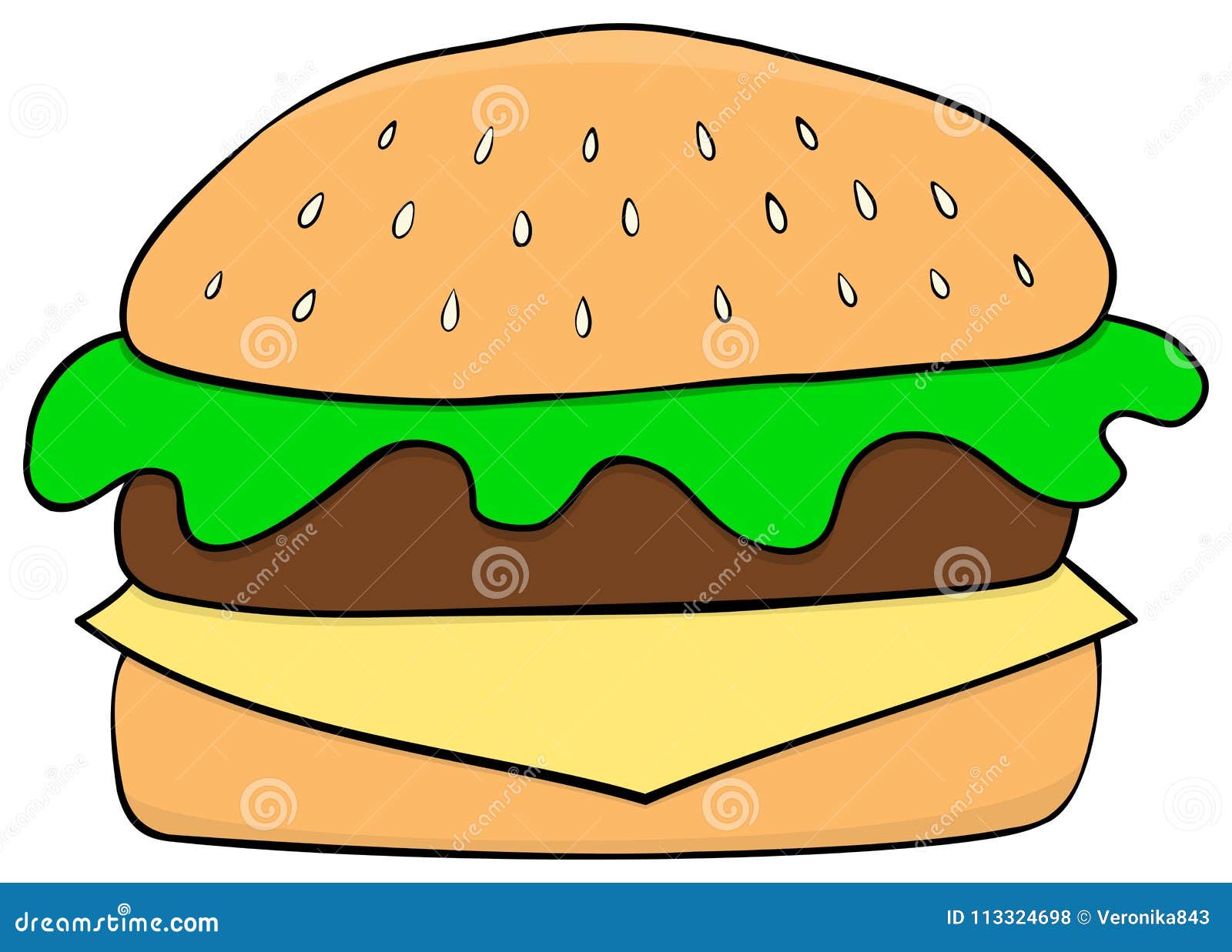 Cartoon Hamburger Hand Drawn Style Stock Vector Illustration Of American Drawn