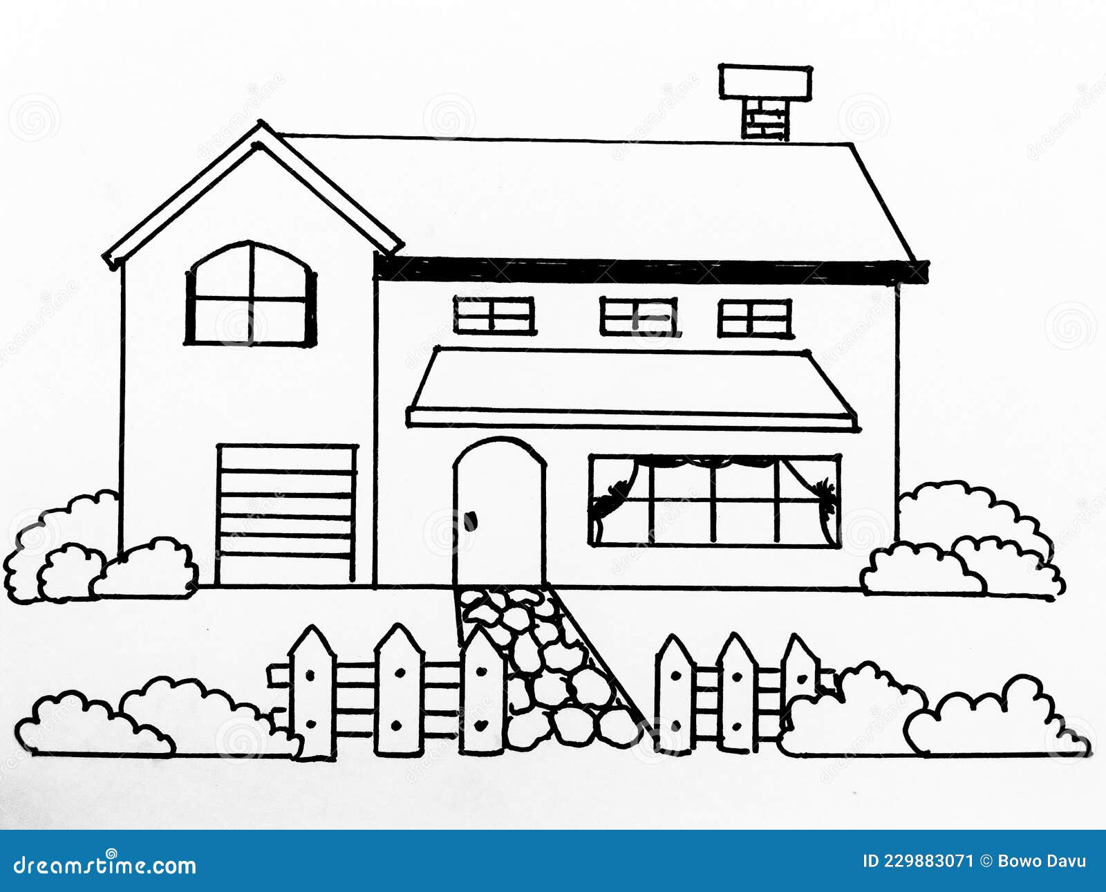 Cartoon Hand Drawing House. Illustration. Easy Coloring Page for Kids Stock  Image - Image of easy, page: 229883071