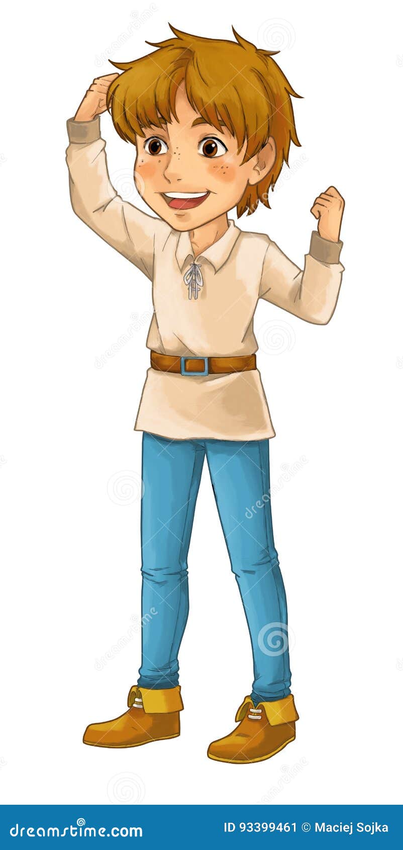 Cartoon Handsome Young Boy Standing and Being Happy about Something Stock  Illustration - Illustration of children, beauty: 93399461
