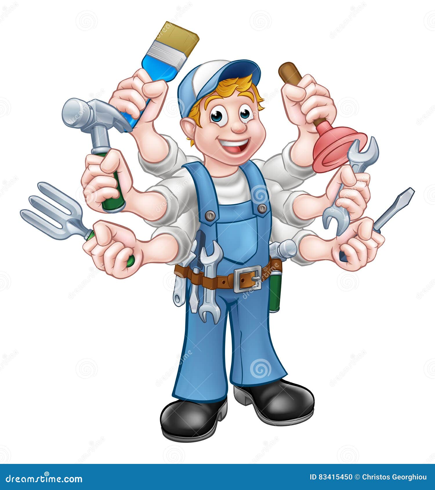 Cartoon Handyman stock vector. Illustration of carpenter - 83415450