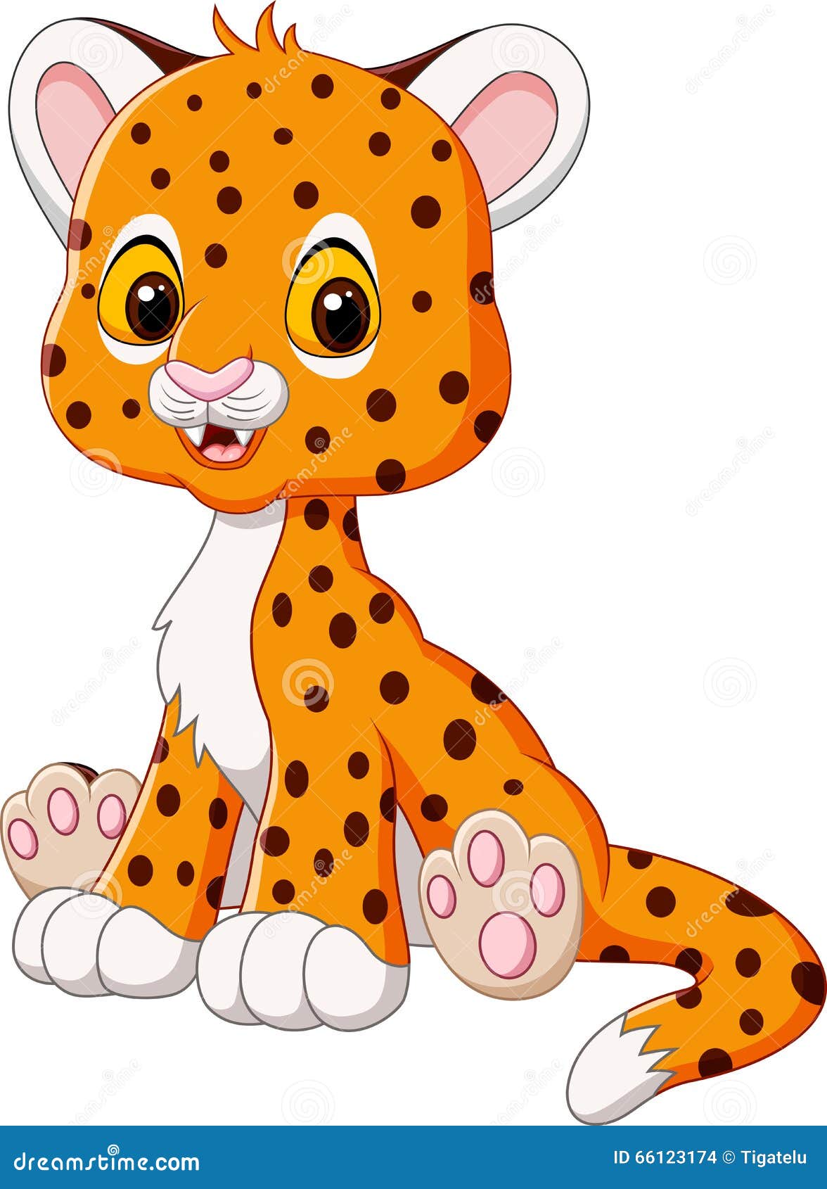 Cartoon Happy Baby Cheetah Sitting On White Background Stock Vector  Image: 66123174