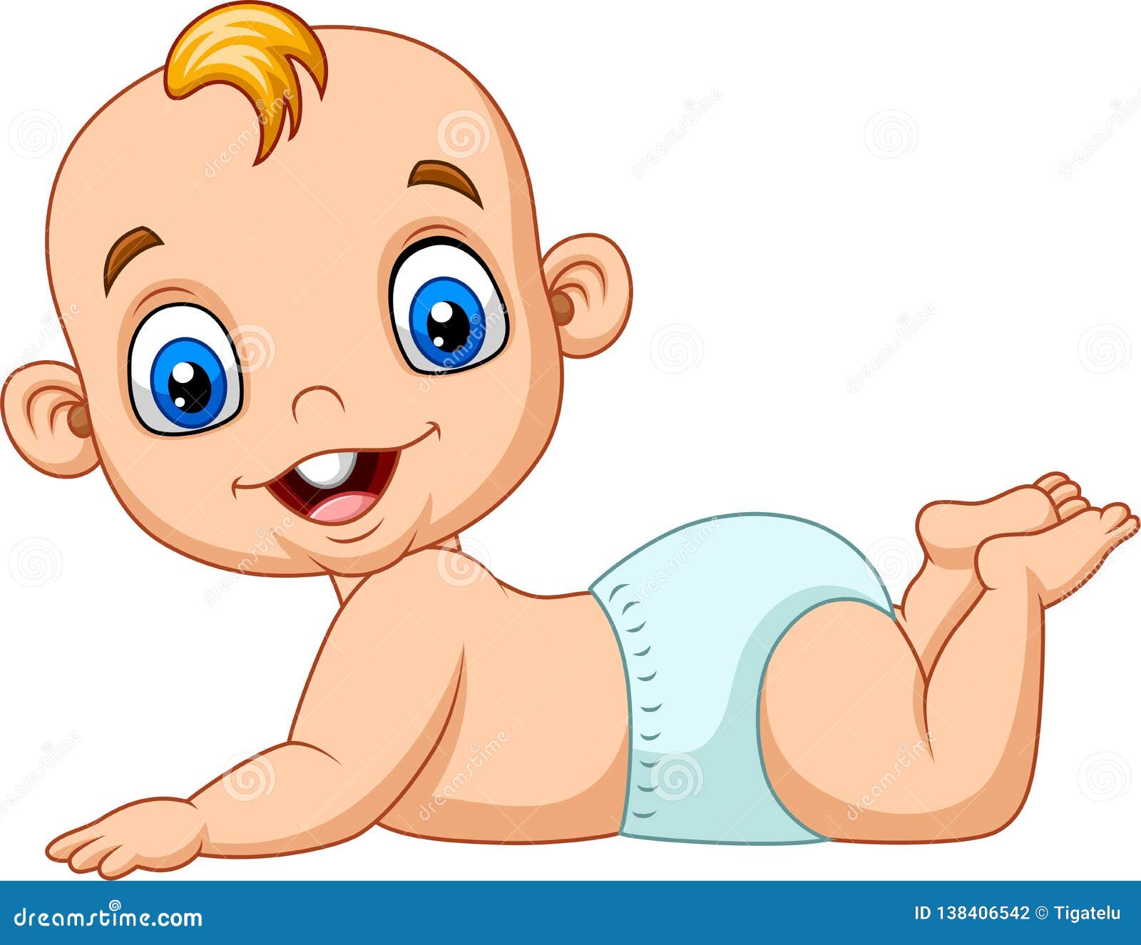 Cartoon Happy Baby Learn To Crawl Stock Vector - Illustration of female,  lying: 138406542