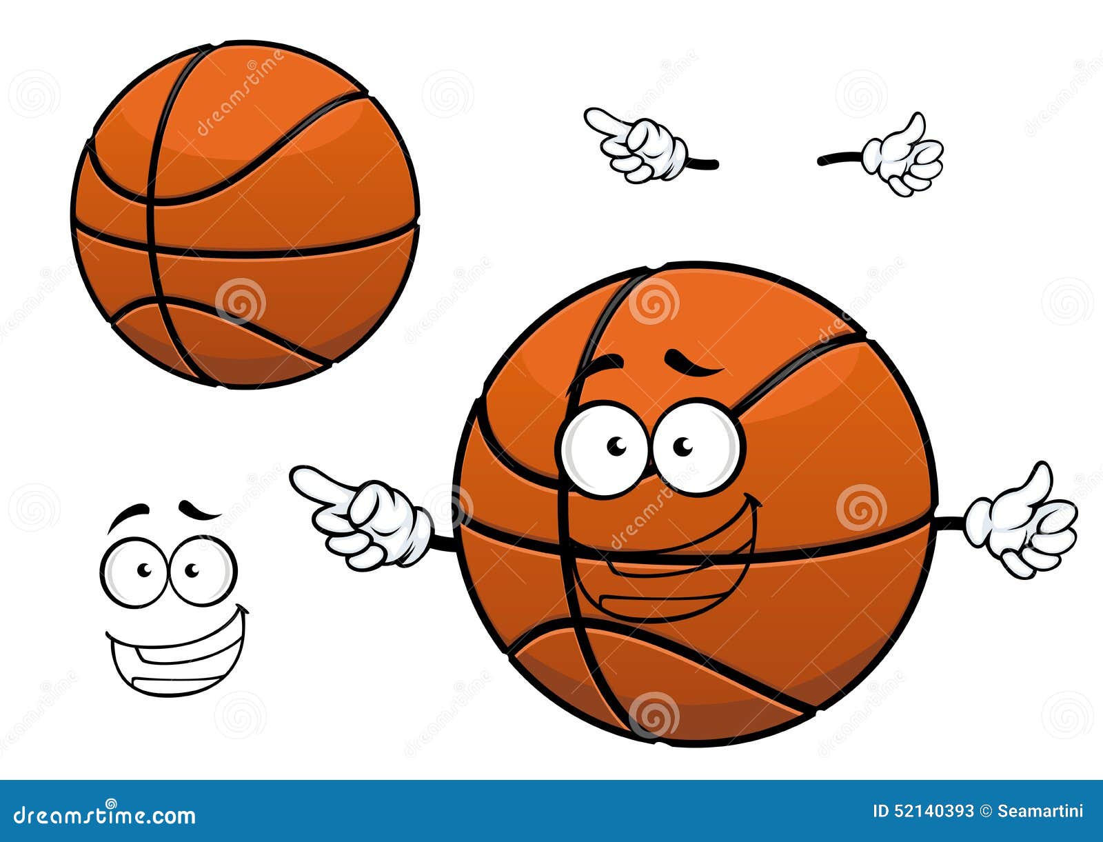 Cartoon Happy Basketball Ball Mascot Character Stock Vector - Illustration  of entertainment, circle: 52140393