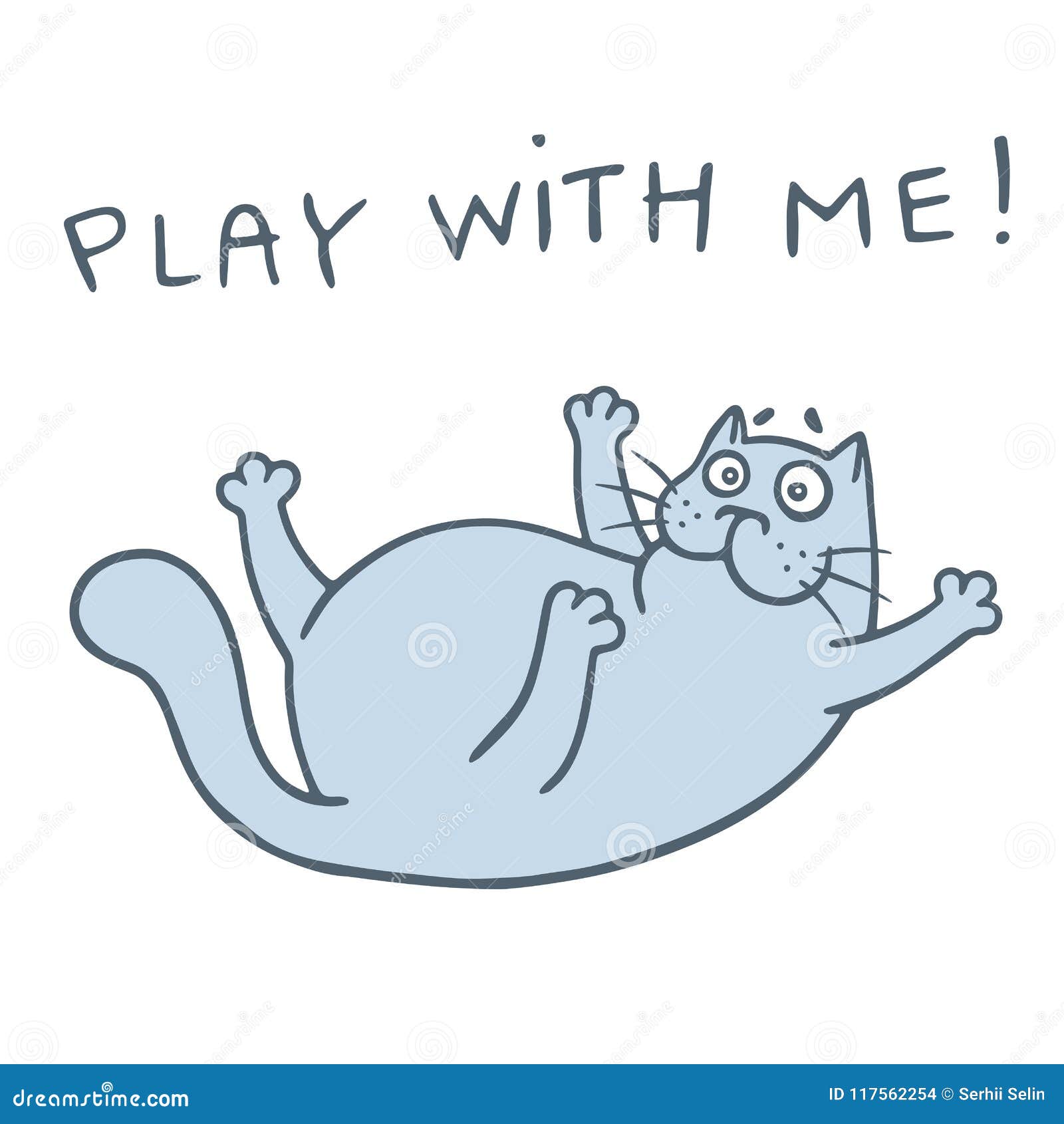 Cartoon Happy Cat Wants To Play a Game. Vector Illustration Stock