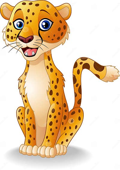 Cartoon Happy Cheetah Sitting Stock Vector - Illustration of isolated ...