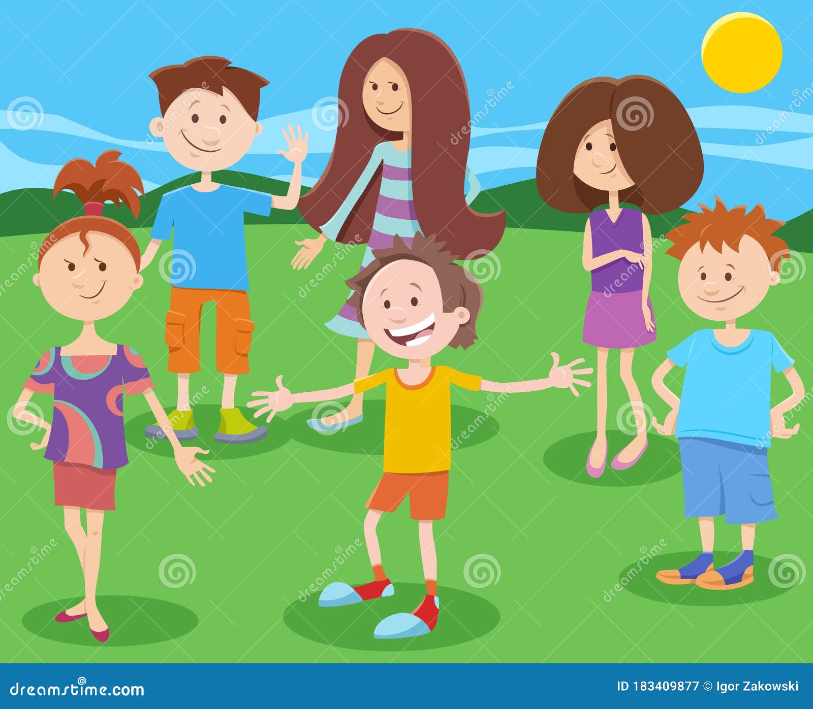Cartoon Happy Children or Teenagers Characters Group Stock Vector - Illustration of friends, flat: 183409877 Cartoon Happy Children or Teenagers Characters Group Stock Vector - Illustration of friends, flat: 183409877