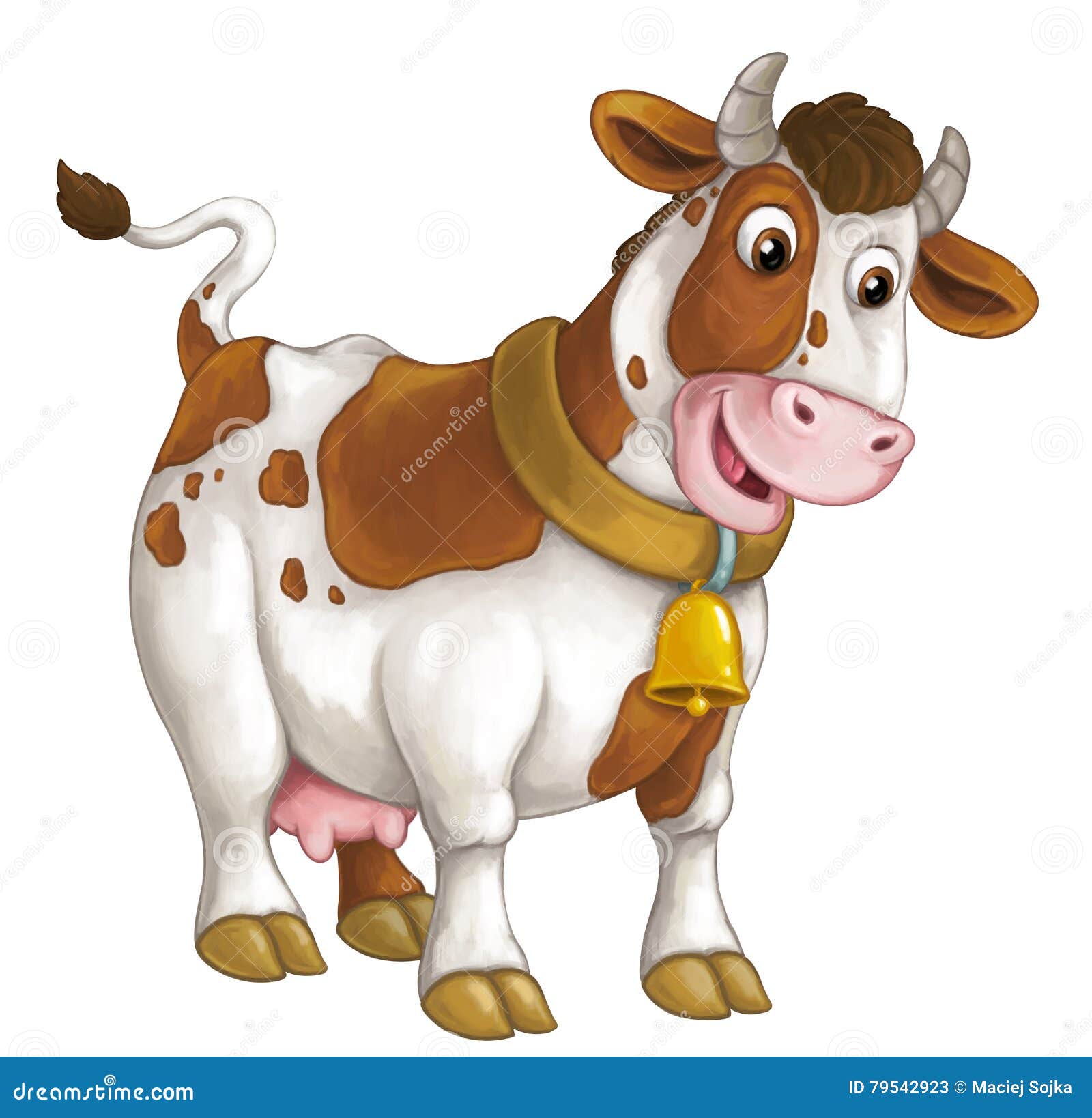 cartoon happy cow is standing and looking - artistic style - 
