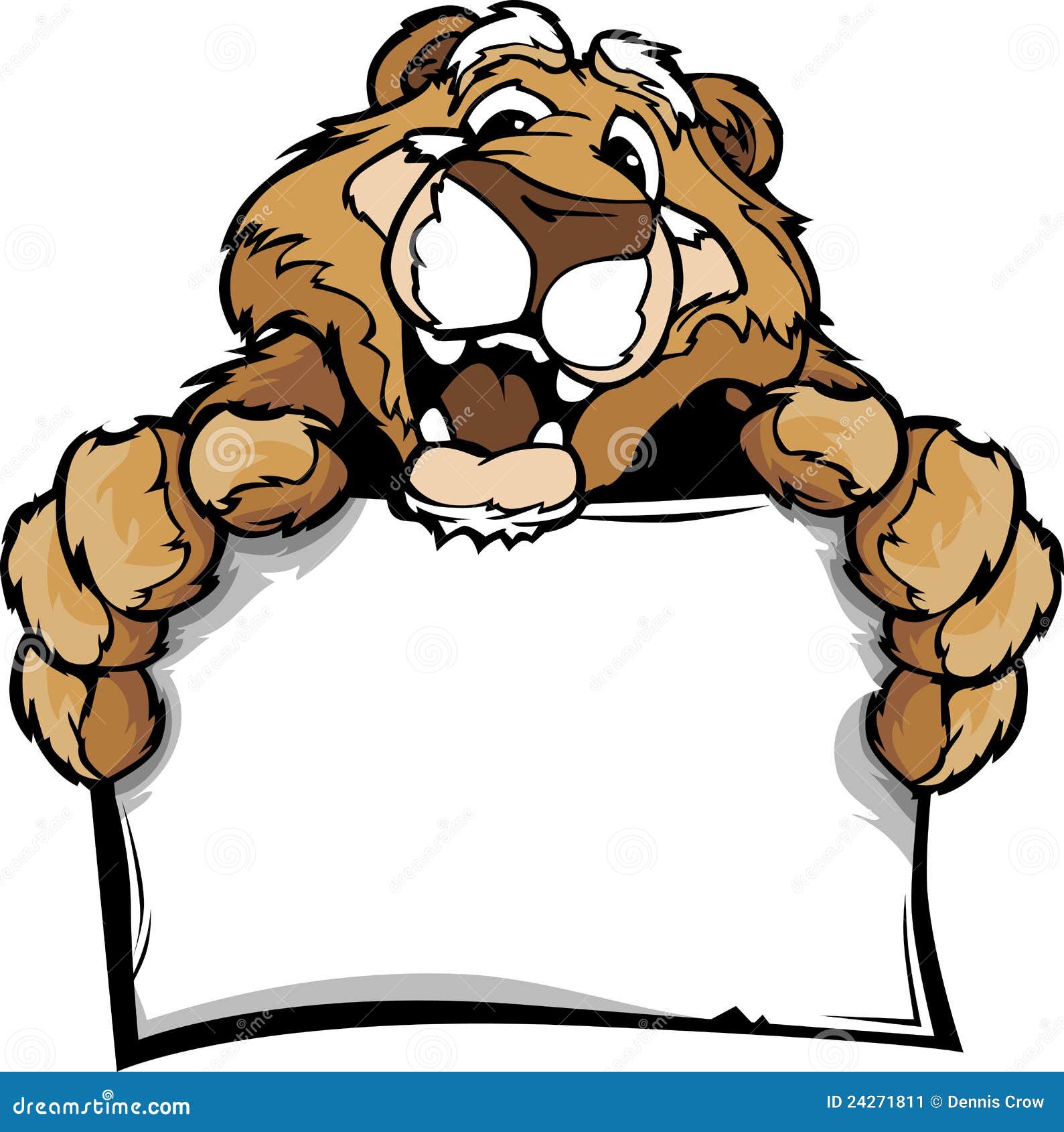 Cartoon of a Happy Cute Cougar Mascot Holding Sign Stock Vector -  Illustration of team, smiling: 24271811