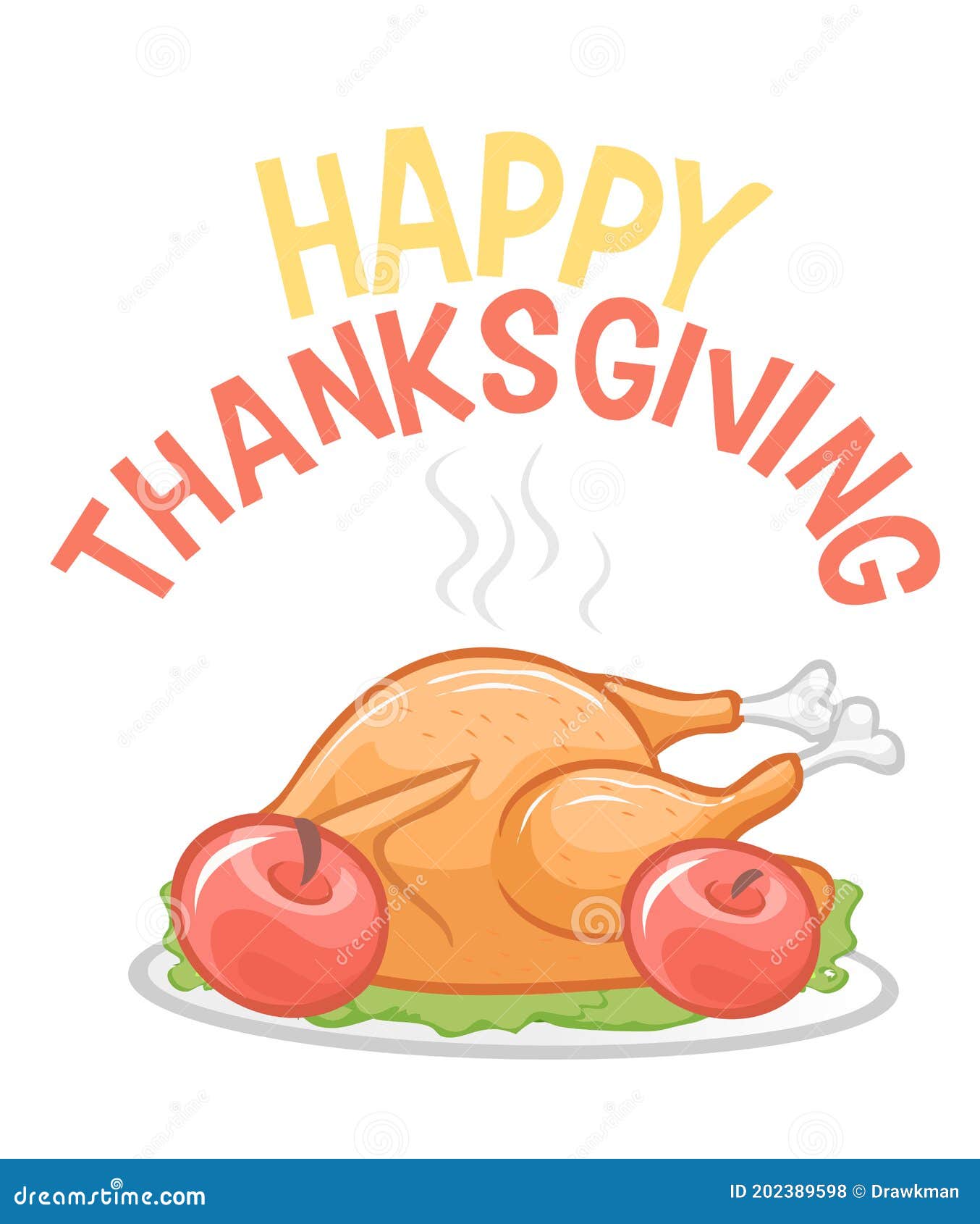 Cartoon Happy Cute Thanksgiving Turkey Bird. Vector Illustration ...