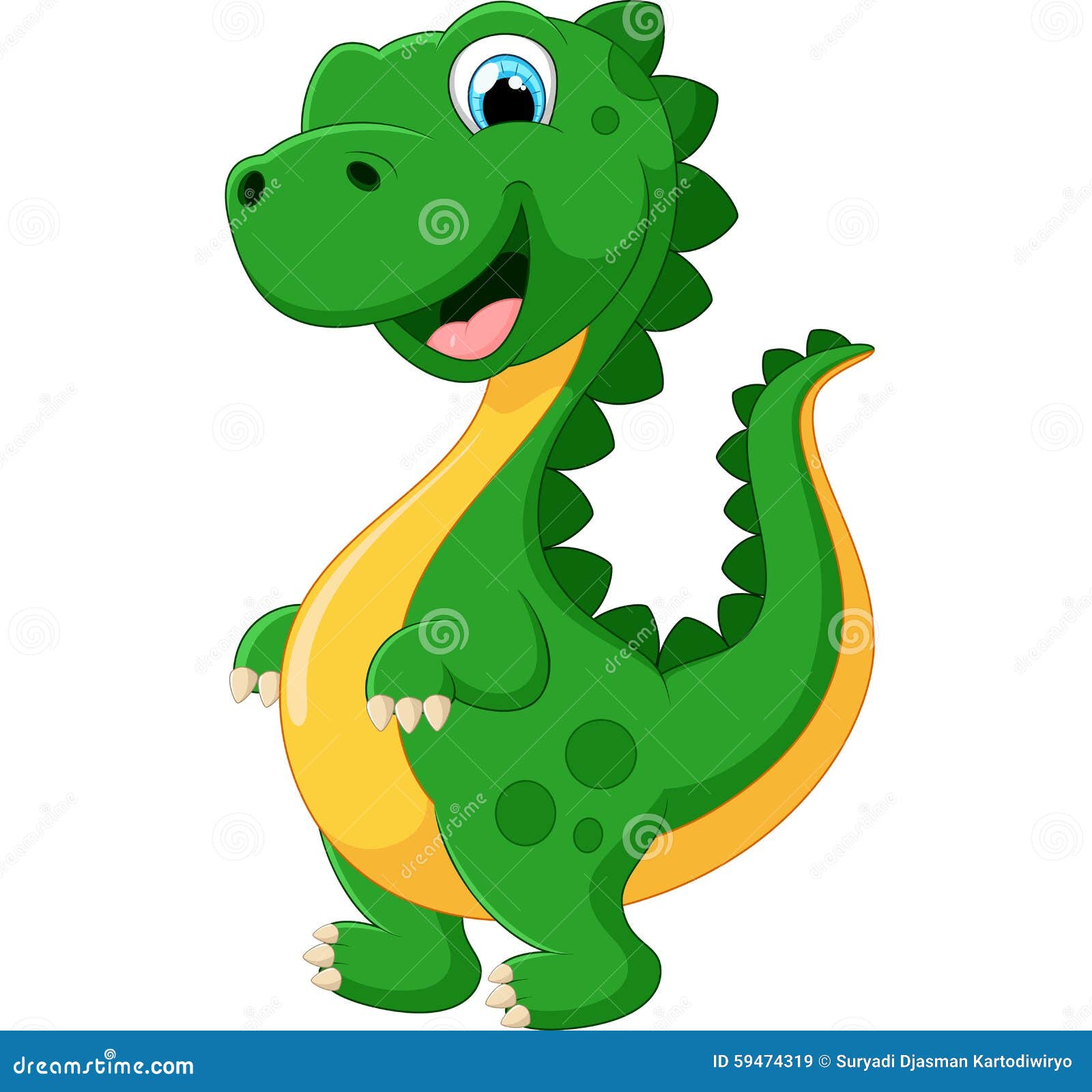 A Happy Cartoon Dinosaur Jumping And Smiling. Royalty Free SVG, Cliparts,  Vectors, and Stock Illustration. Image 26468966.