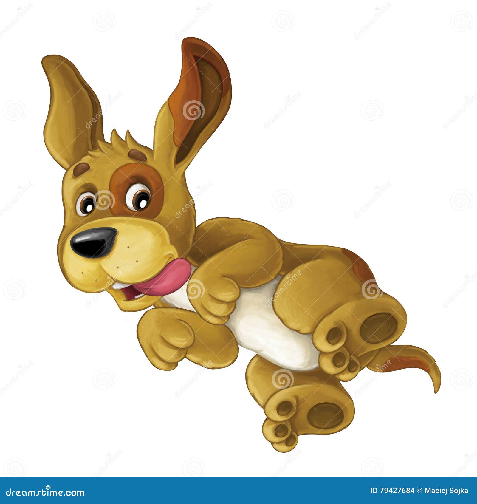 cartoon happy dog is jumping and looking - artistic style - 
