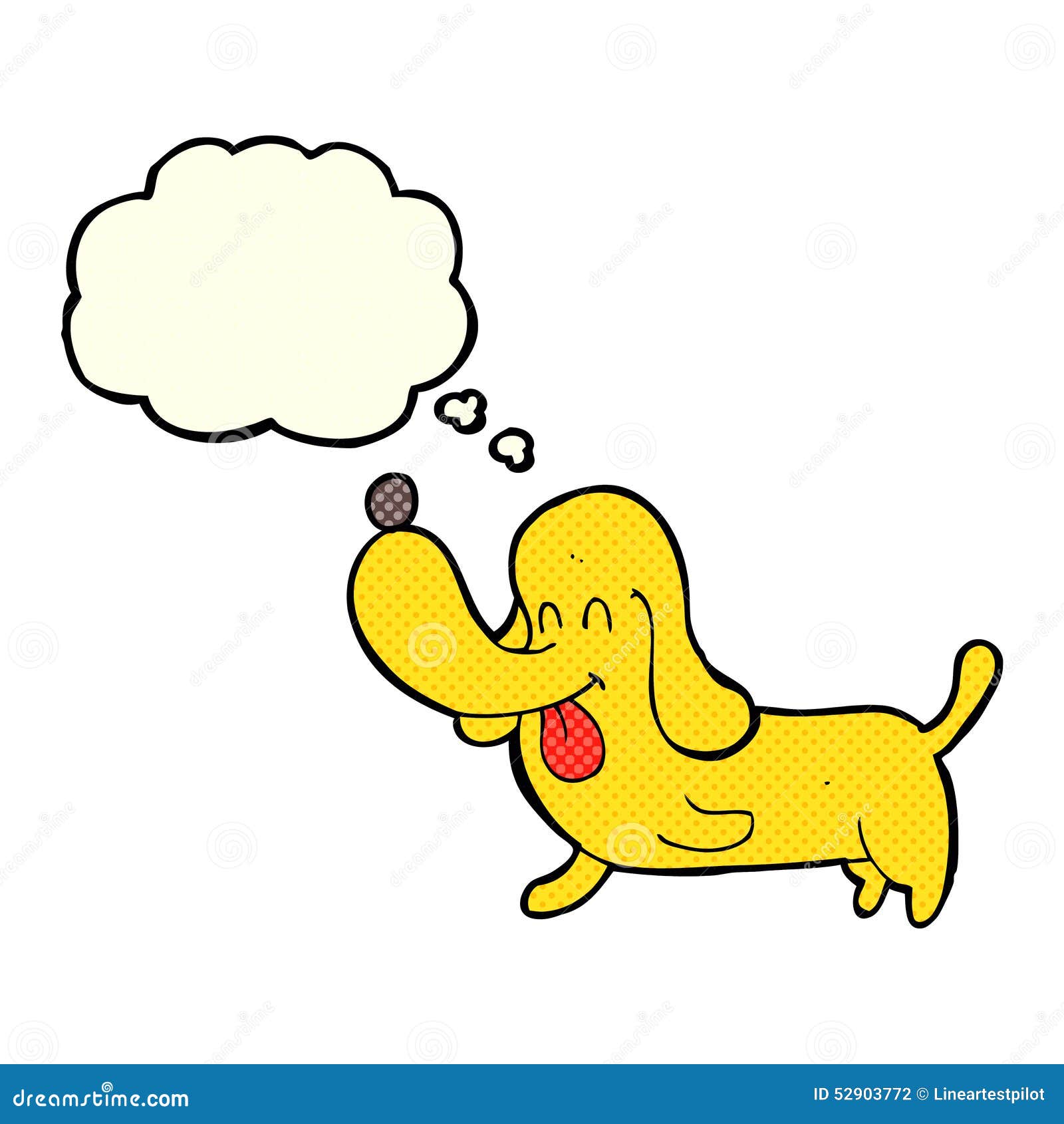 Cartoon Happy Dog with Thought Bubble Stock Illustration Illustration