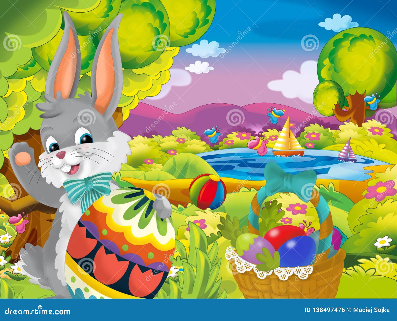 images Nature Spring Pictures For Kids https www dreamstime com cartoon happy easter rabbit beautiful egg nature spring background illustration children image138497476