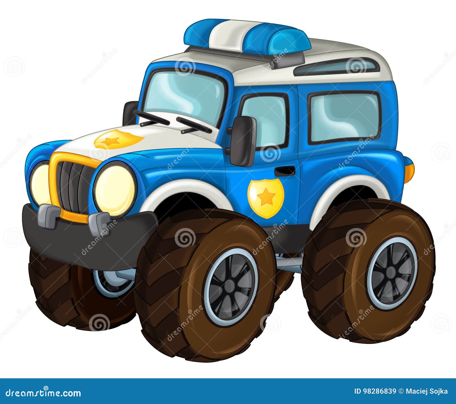 Cartoon Happy and Funny Off Road Police Car Looking Like Monster Truck /  Vehicle Stock Illustration - Illustration of monster, clipart: 98286839