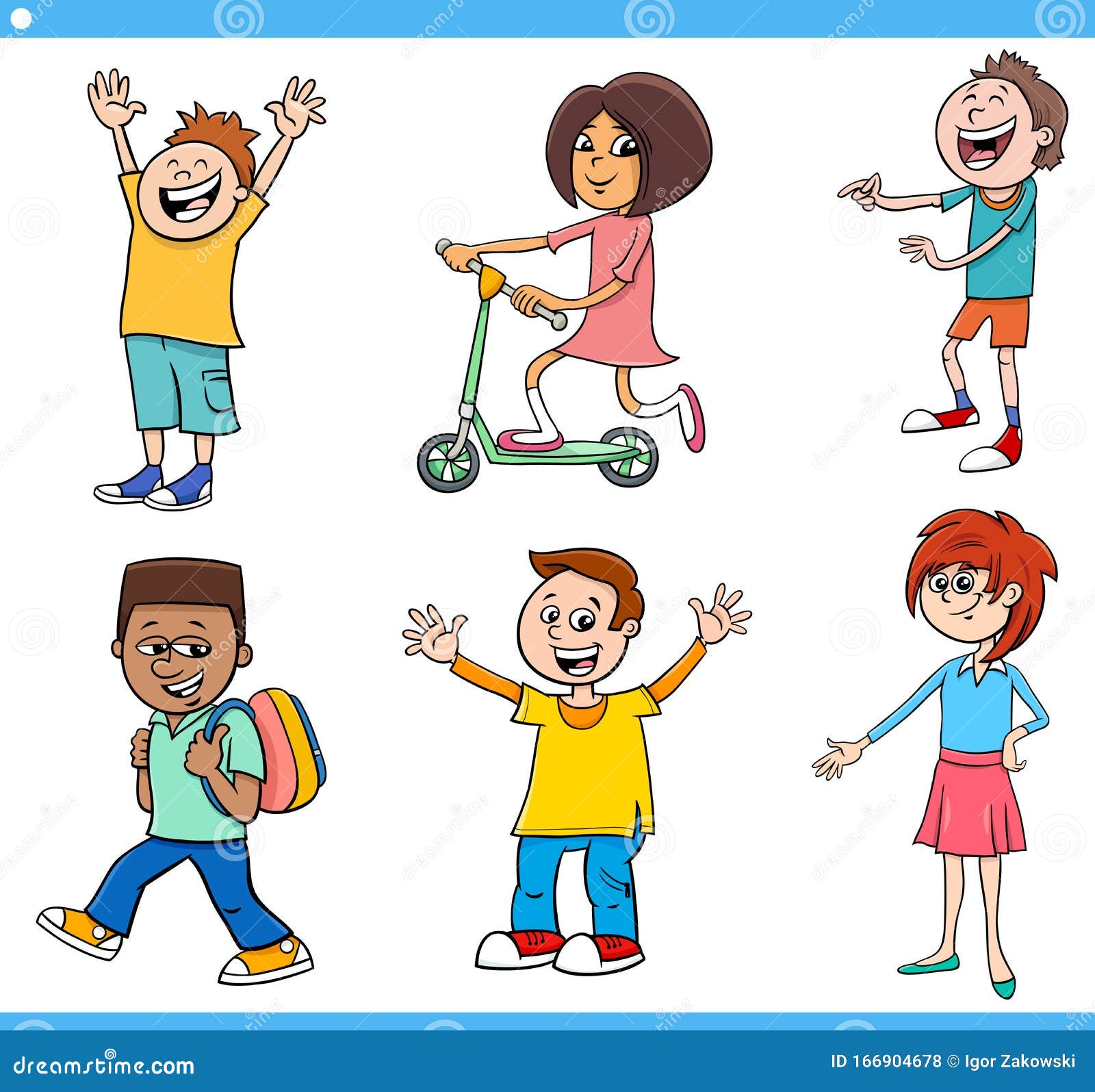 Cartoon Happy Kids and Teens Characters Set Stock Vector - Illustration of  comics, smile: 166904678