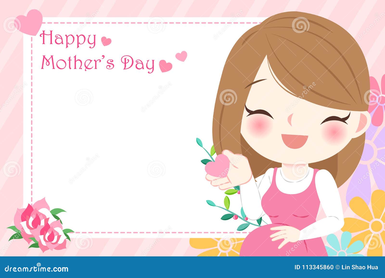 Cartoon happy mother day stock illustration. Illustration of cute -  113345860