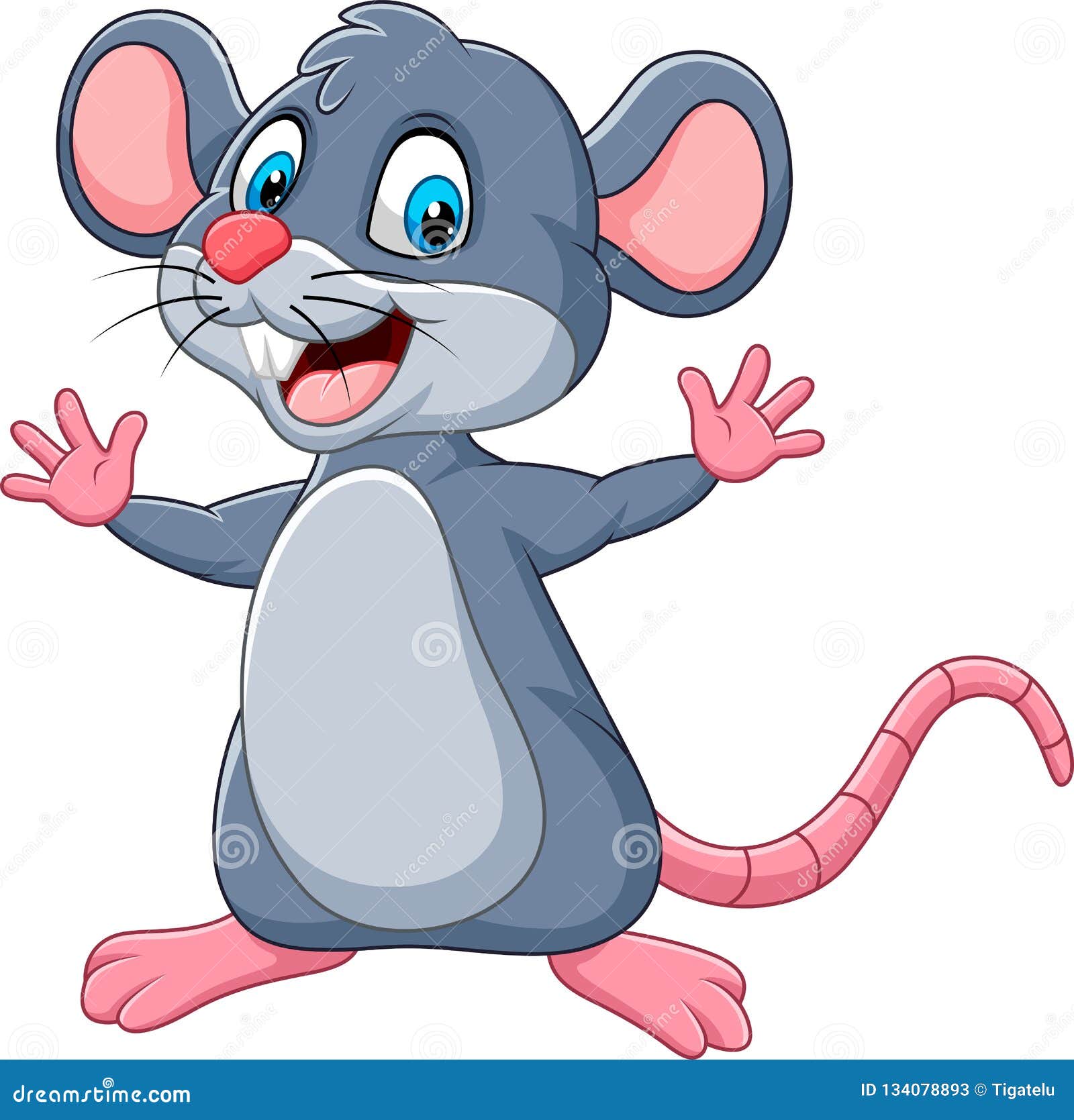 cartoon happy mouse waving